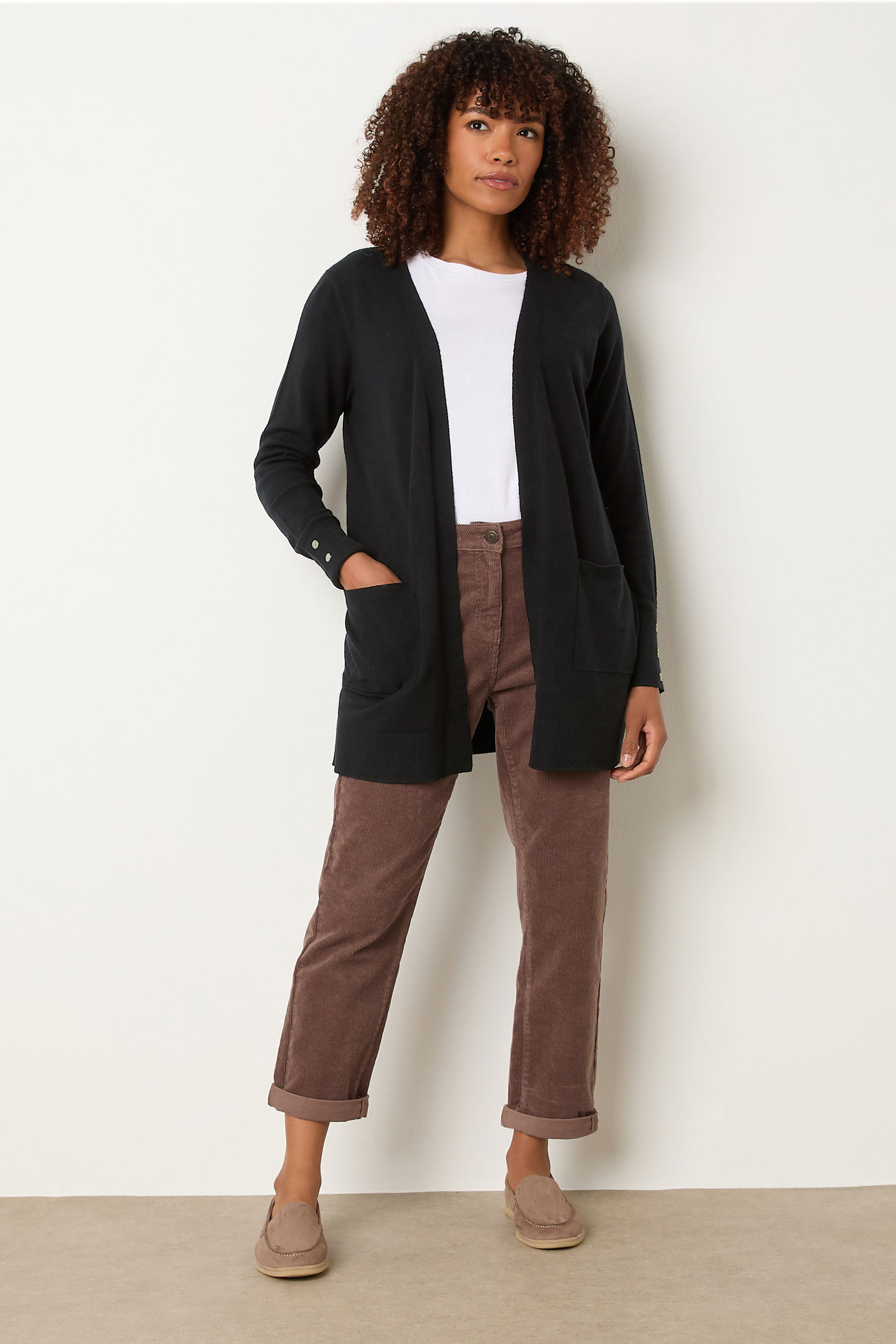 M&Co Black Button Detail Midi Cardigan | M&Co 1