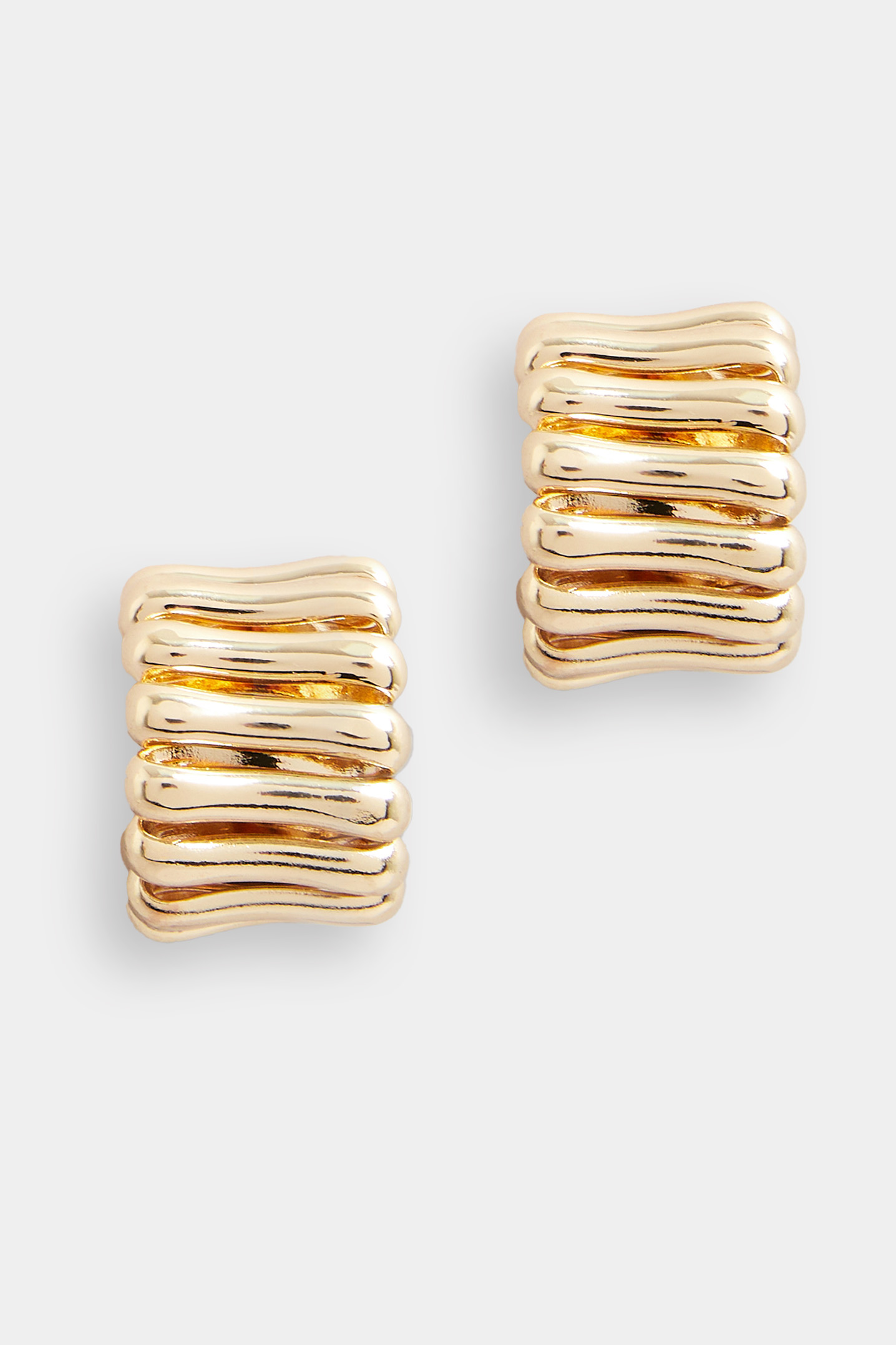 Gold Tone Chunky Layered Hoop Earrings 3