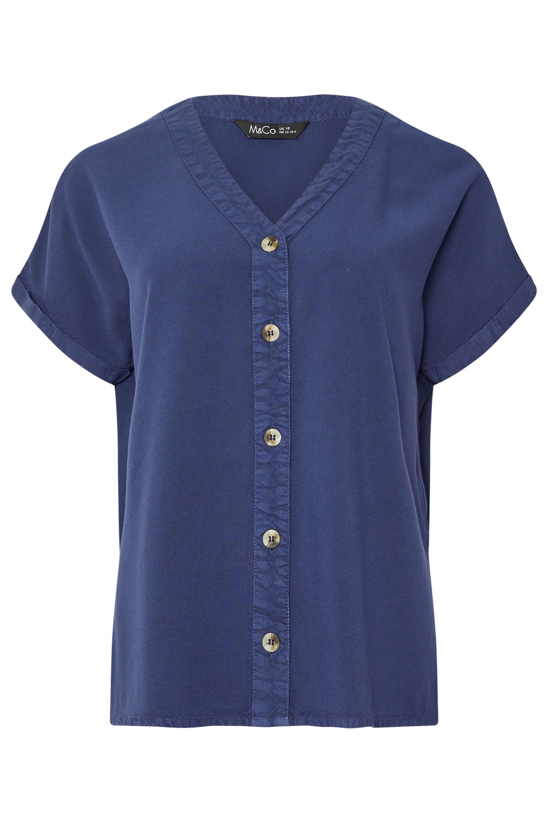 M&Co Navy Blue Button Front Blouse | M&Co 5