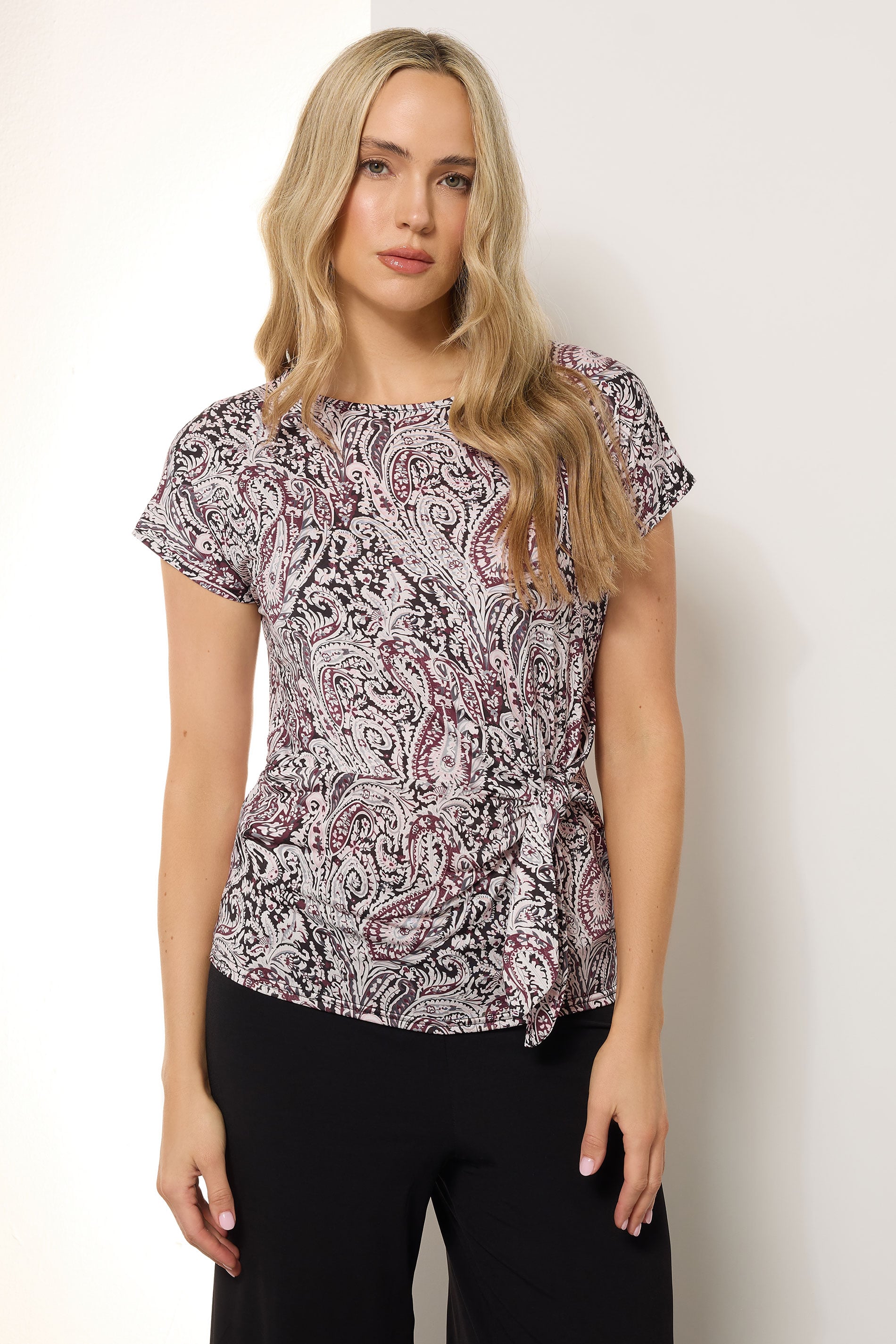LTS Tall Black Paisley Side Tie Top | Long Tall Sally 1
