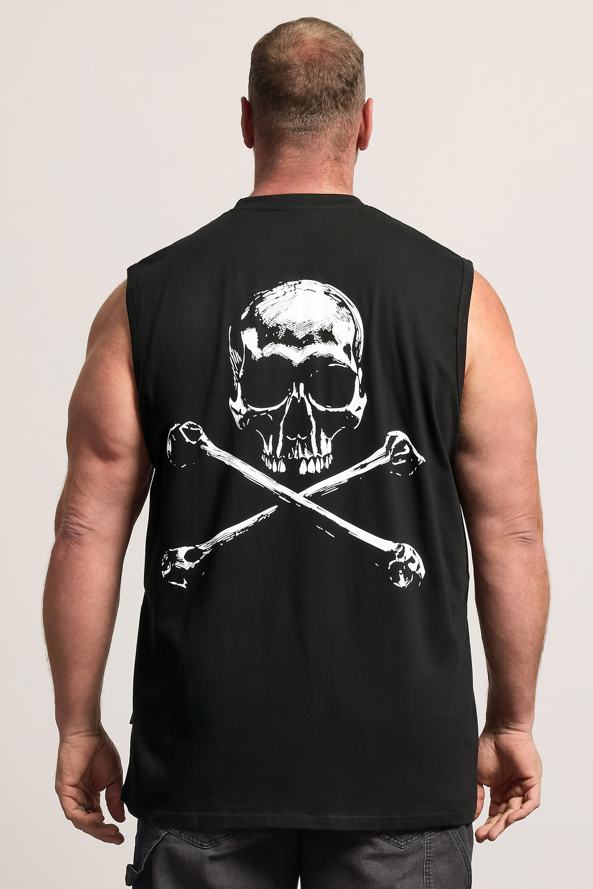 BadRhino Big & Tall Black Extra Long Skull & Crossbones Graphic Muscle Vest | BadRhino 2