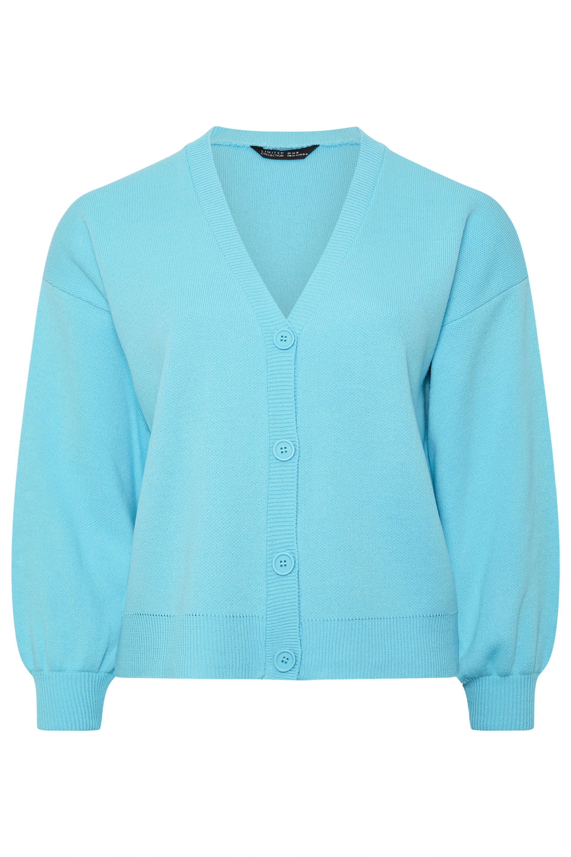 LIMITED COLLECTION Plus Size Light Blue Balloon Sleeve Knitted Cardigan | Yours Clothing 5
