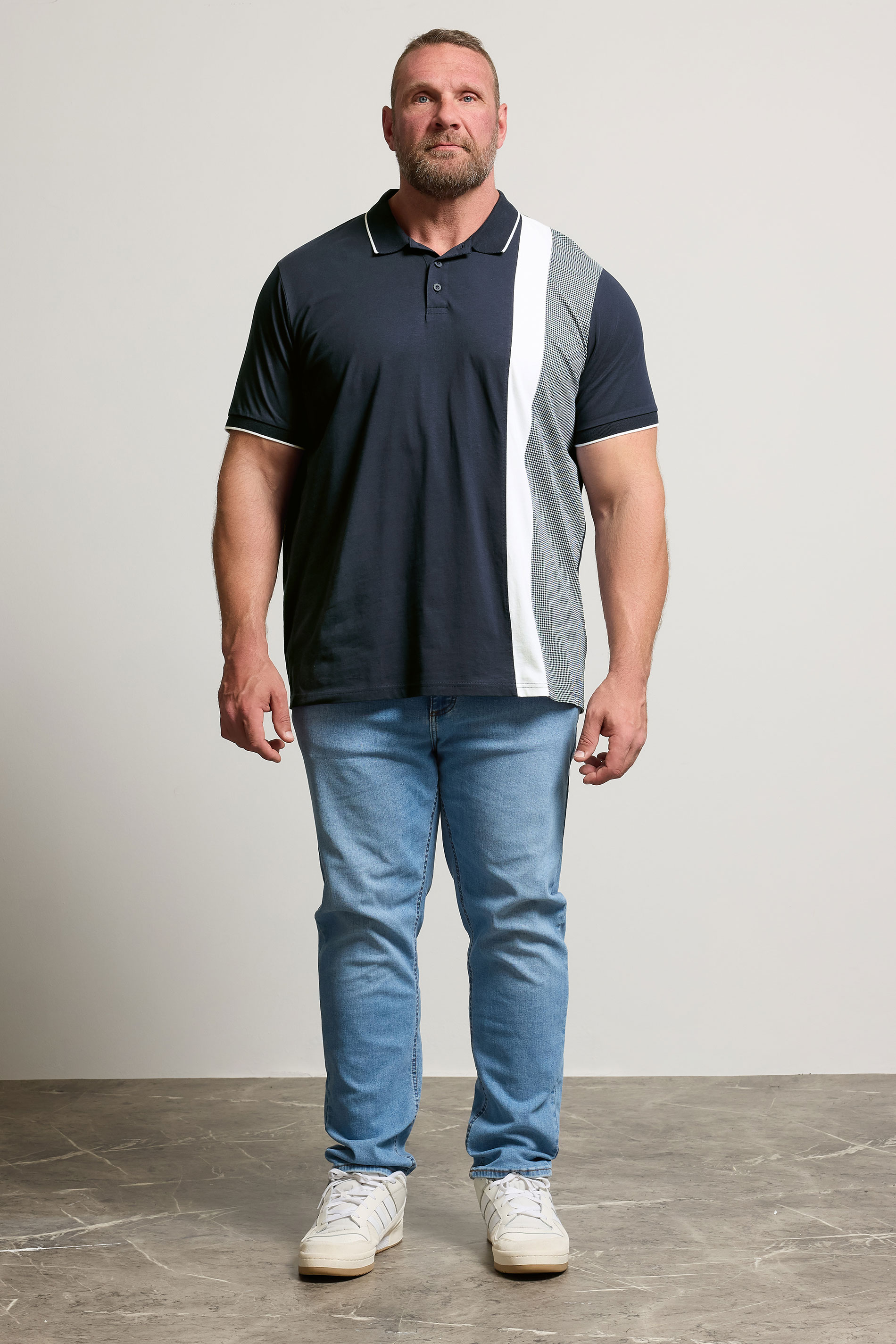 BadRhino Big & Tall Navy Blue Cut & Sew Tipped Polo Shirt | BadRhino 1