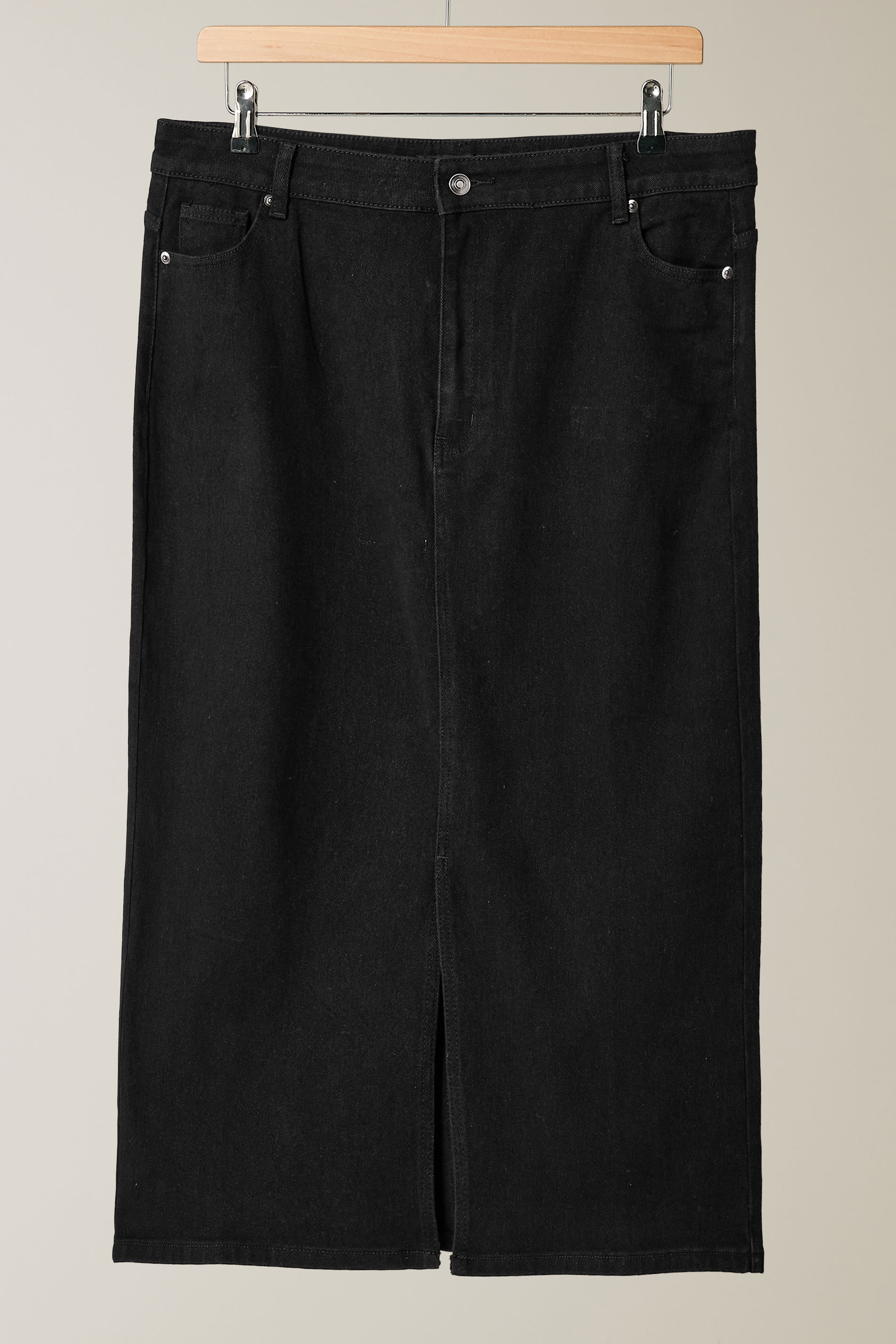 EVANS Plus Size Black Split Hem Denim Midi Skirt | Evans 6