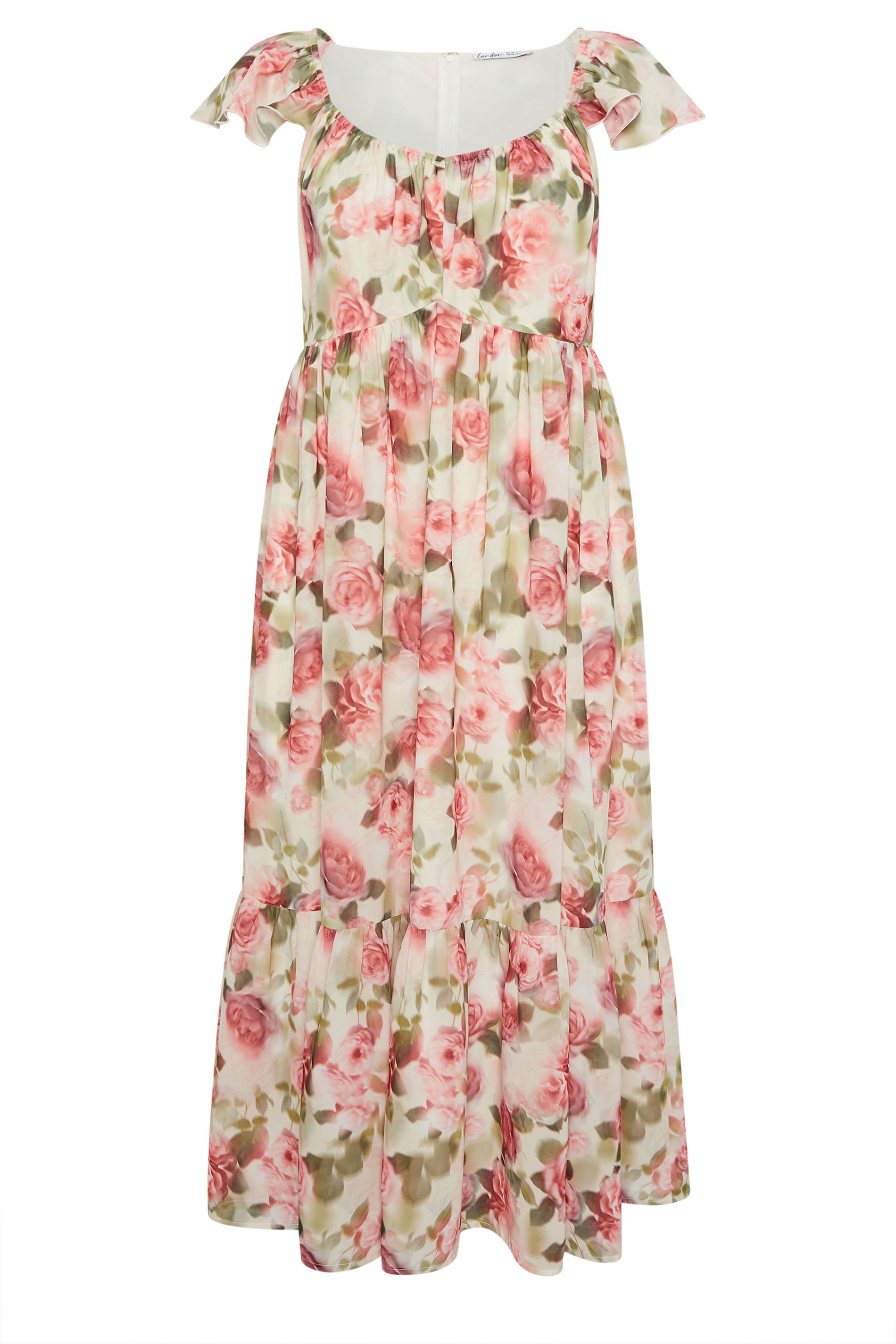 YOURS LONDON Plus Size White Floral Tiered Smock Dress | Yours Clothing 5