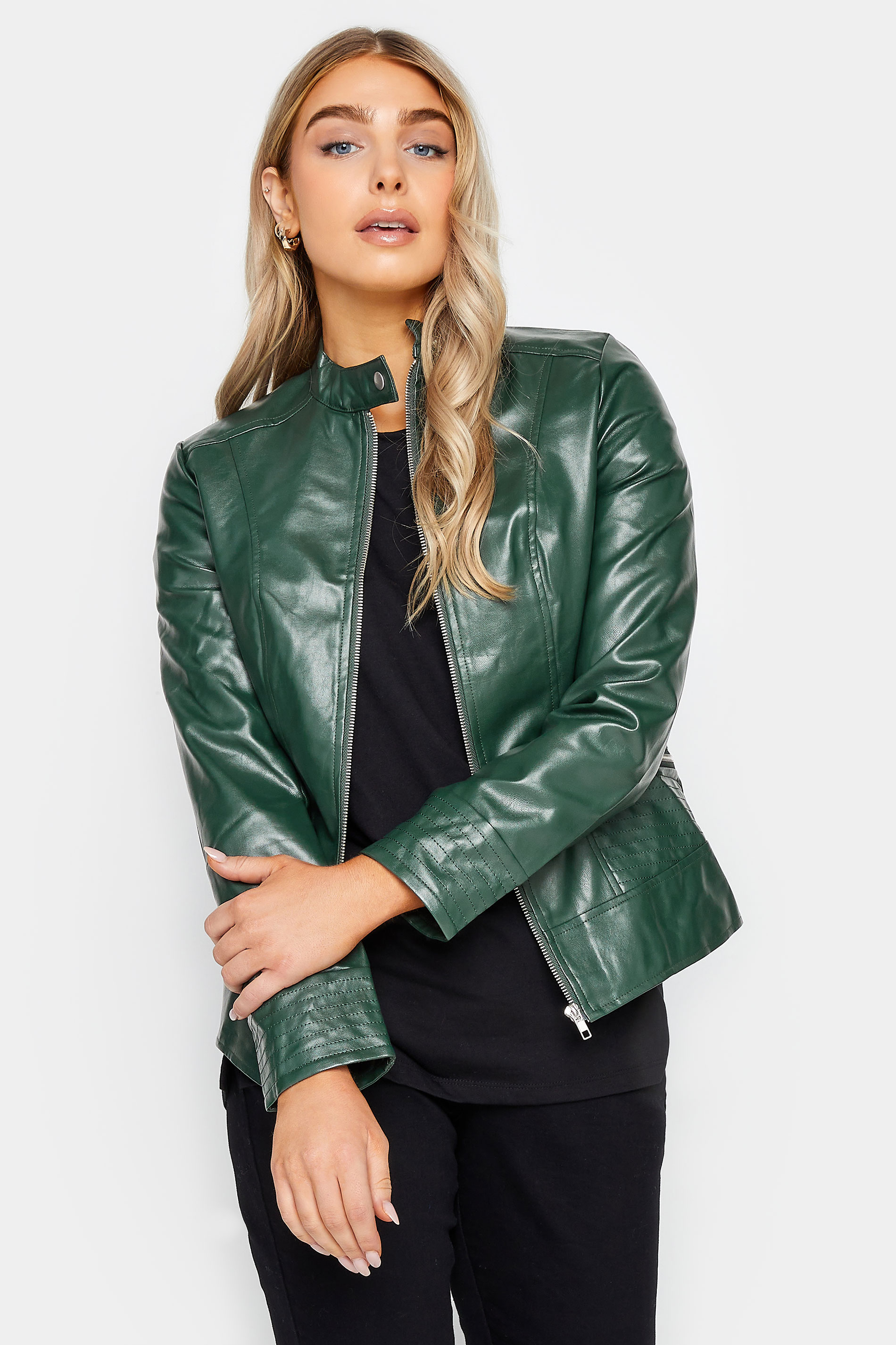 M&Co Dark Green Faux Leather Jacket | M&Co 1