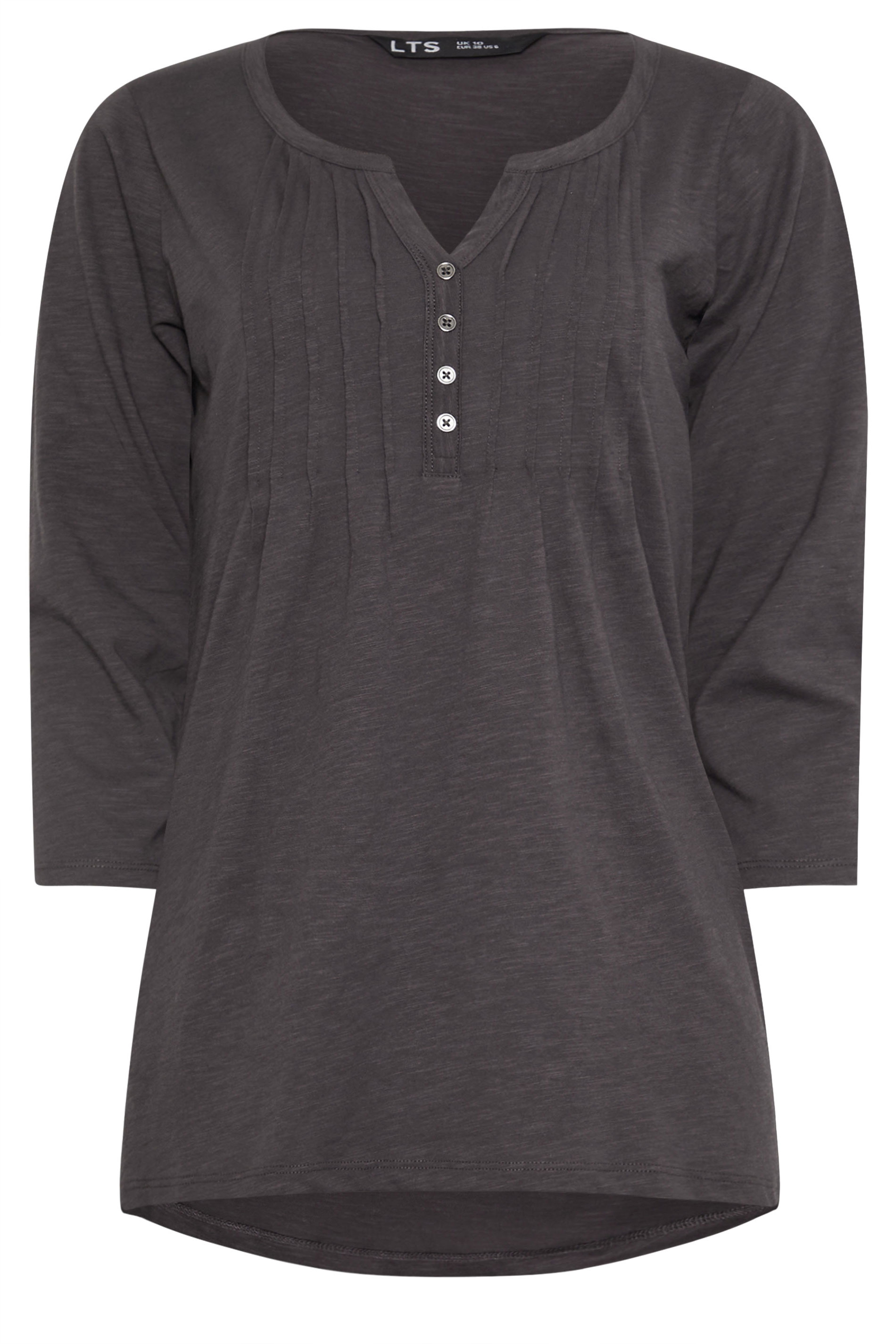 LTS Tall 2 PACK Charcoal Grey & Teal Blue Cotton Henley Tops | Long Tall Sally 9
