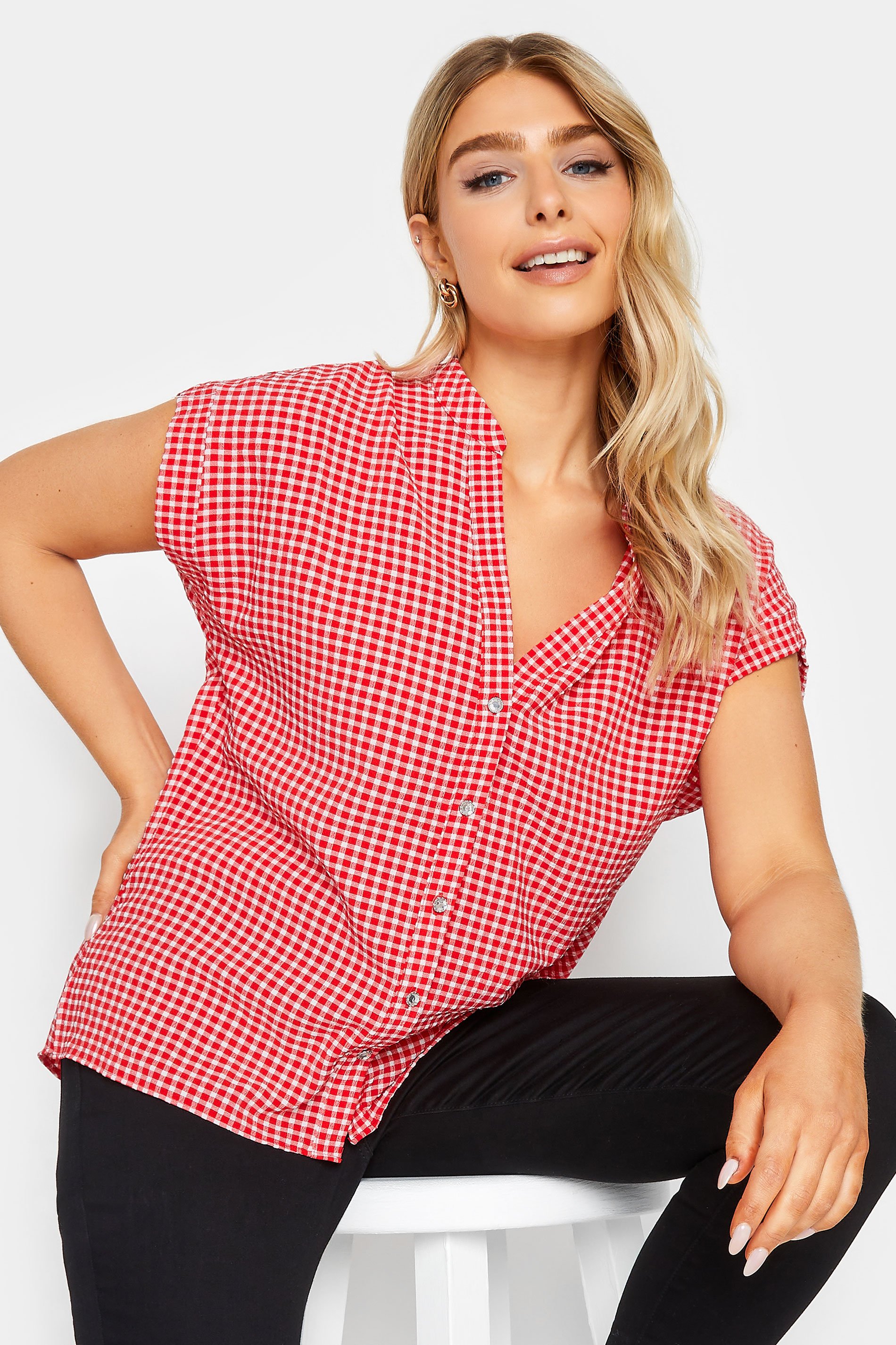 M&Co Red Gingham Short Sleeve Shirt | M&Co 1