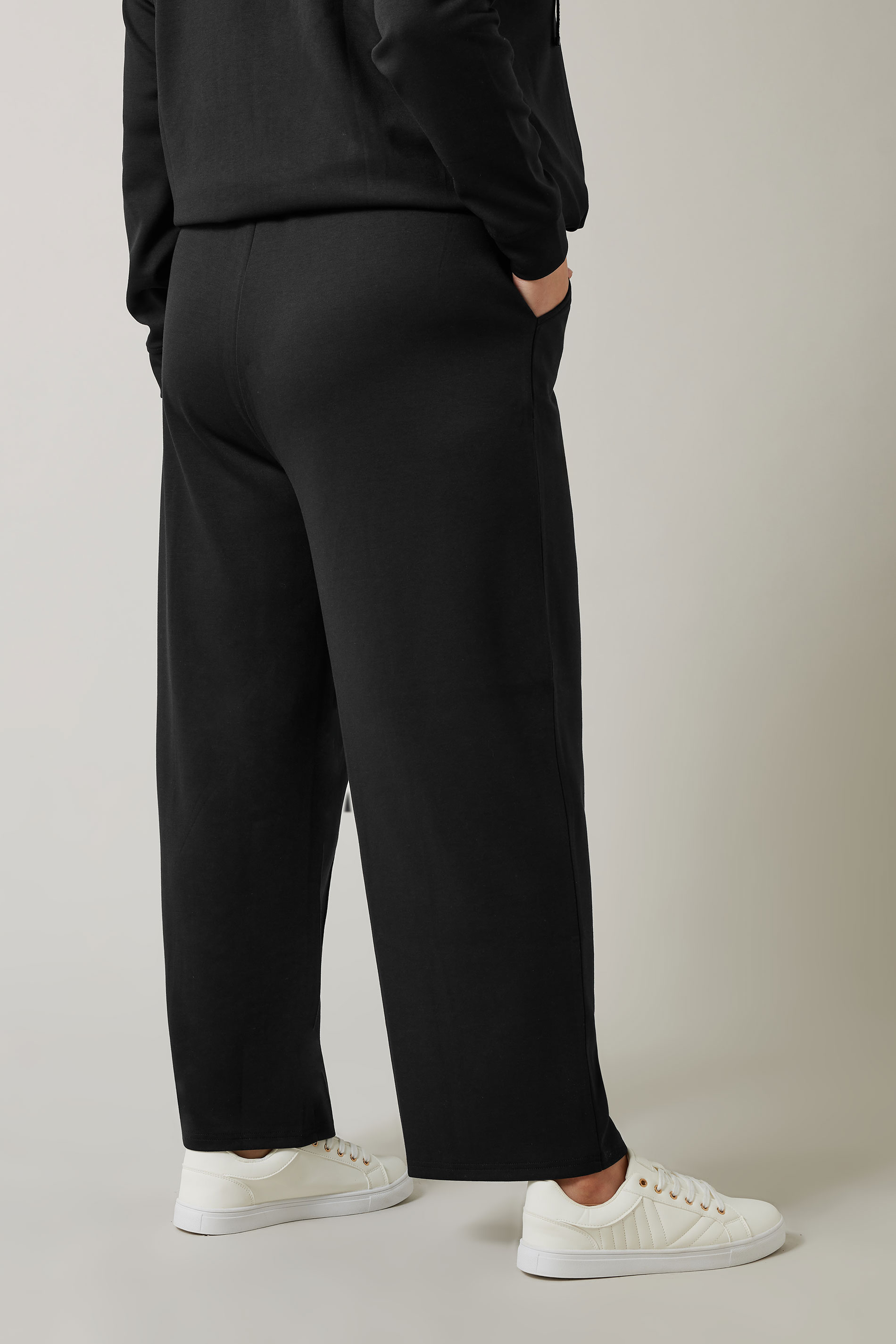 EVANS Plus Size Black Luxe Wide Leg Joggers | Evans 2