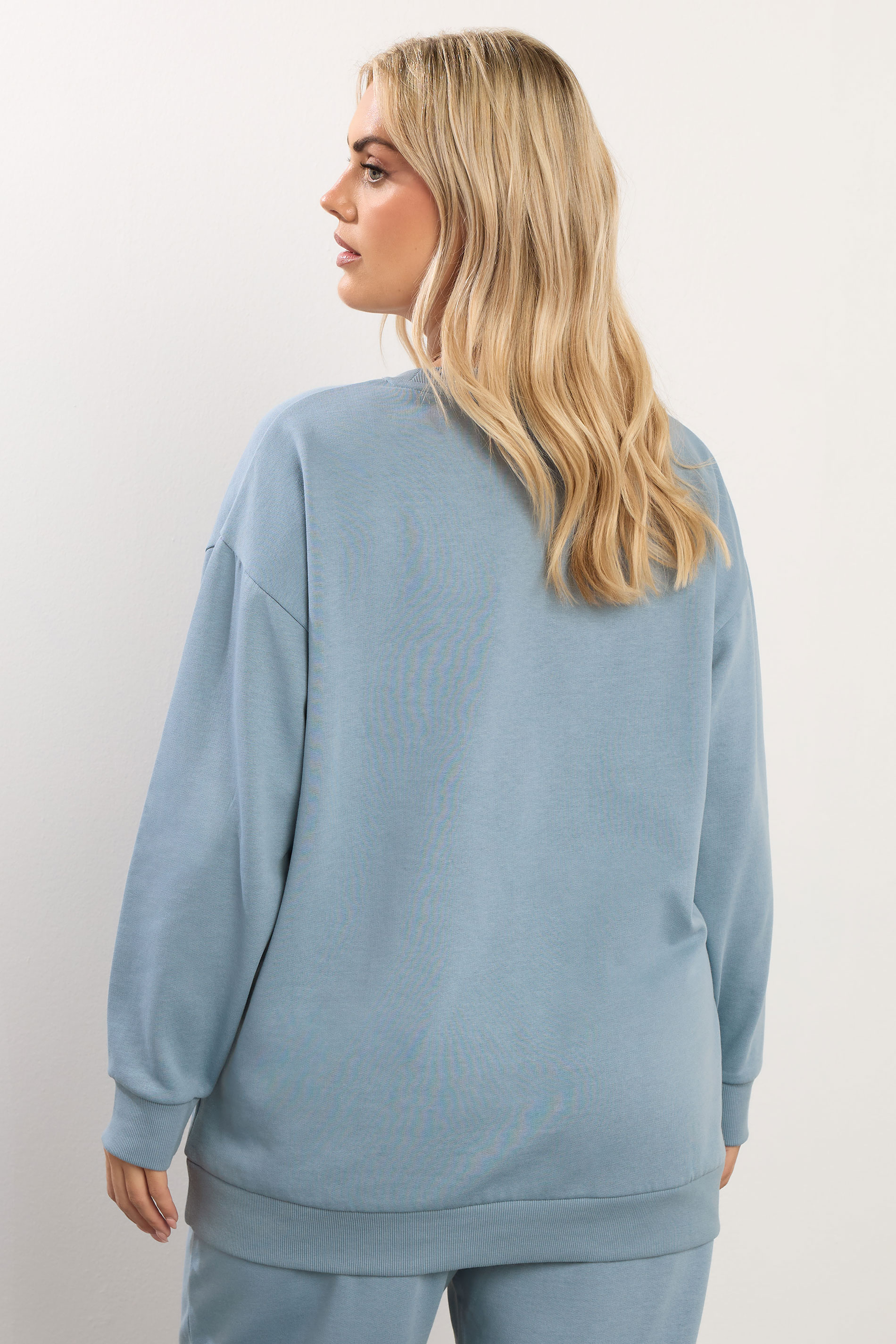 YOURS Plus Size Dusky Blue Sweatshirt | Yours Clothing 2