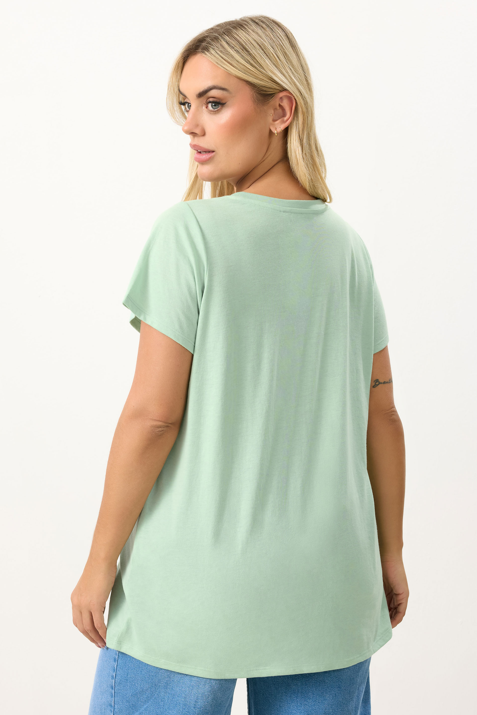 YOURS Plus Size Mint Green Core T-Shirt | Yours Clothing 2