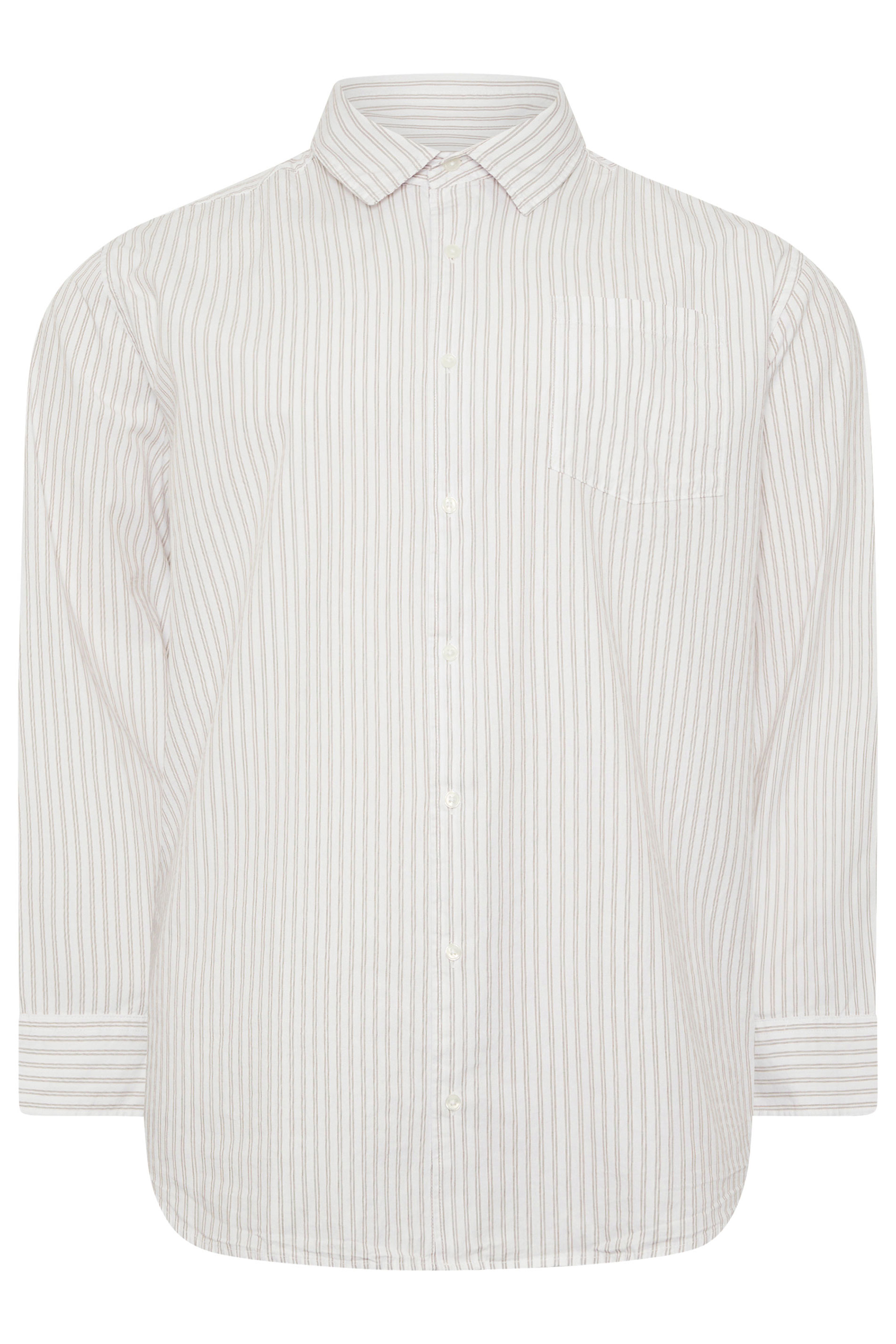 JACK & JONES Big & Tall White & Green Striped Poplin Shirt | BadRhino 2