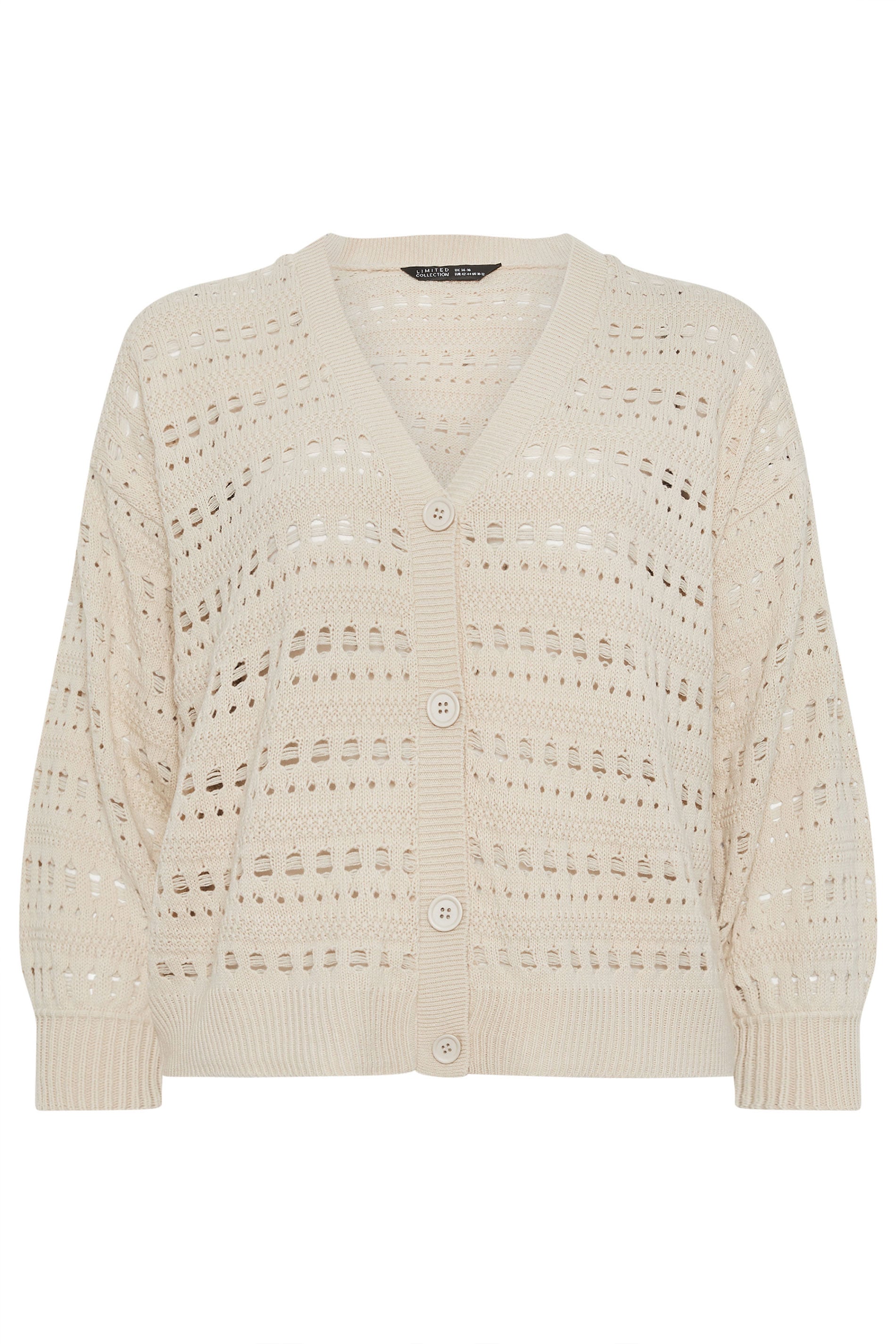 LIMITED COLLECTION Plus Size Cream Crochet Balloon Sleeve Cardigan | Yours Clothing 5