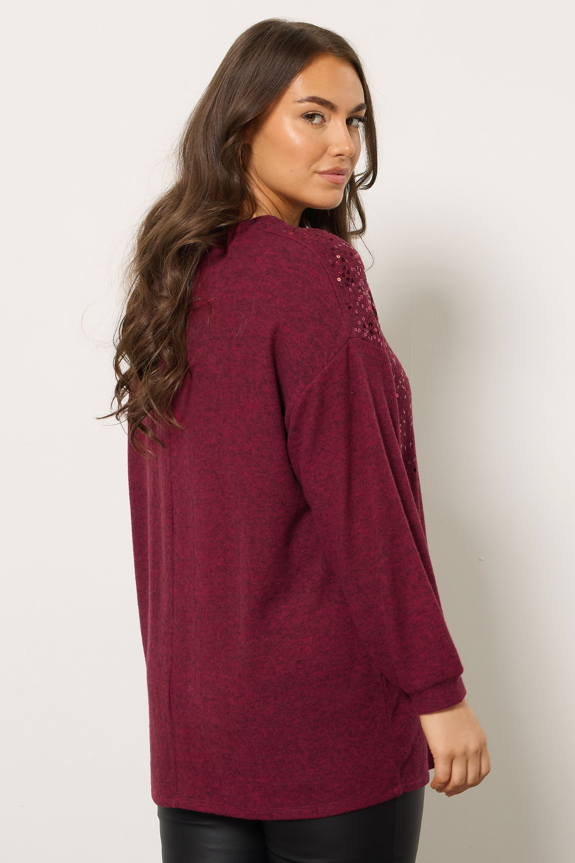 EVANS Plus Size Red Sequin Embellished Knitted Top | Evans 2