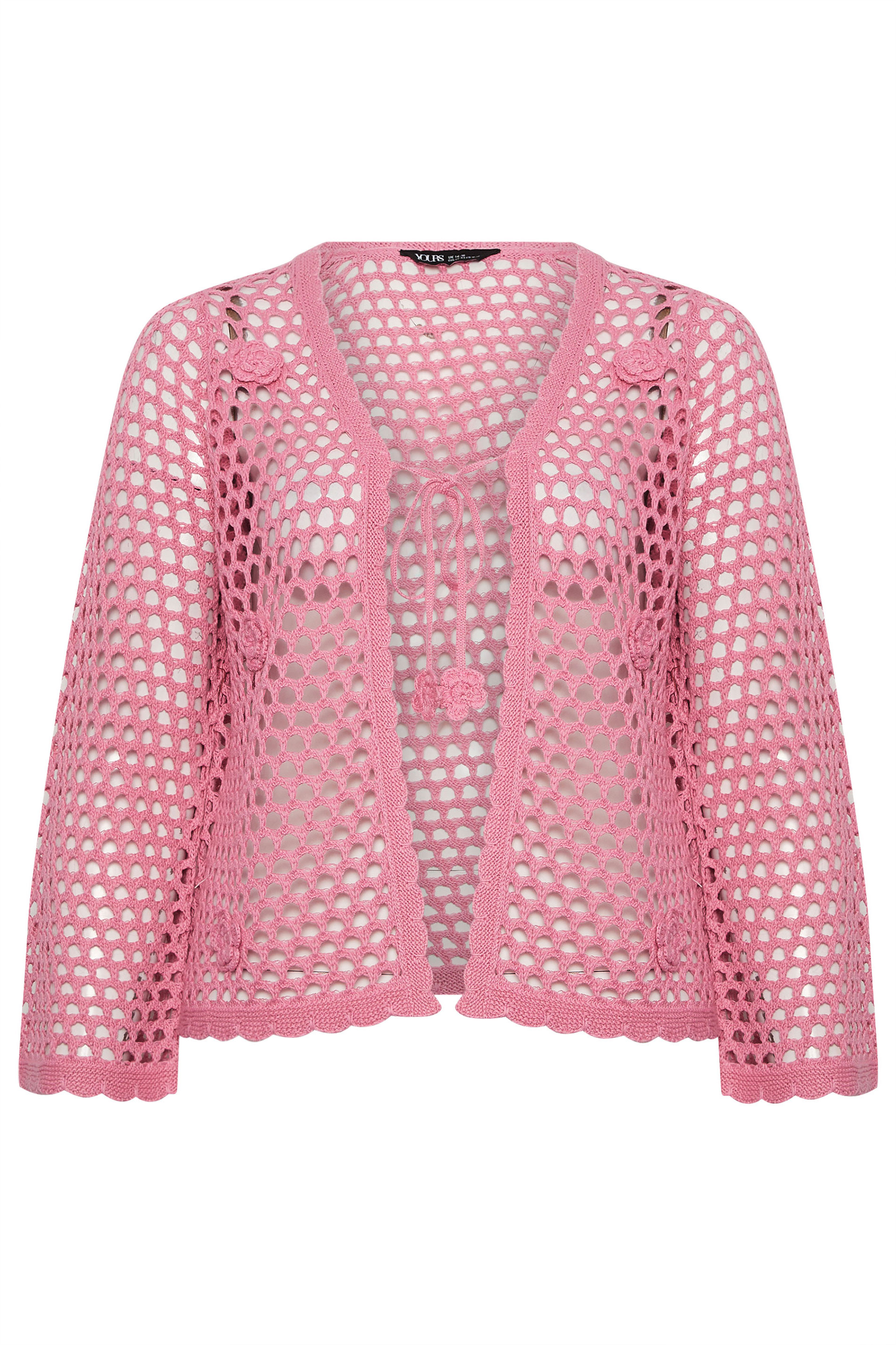 YOURS Plus Size Pink Flower Applique Cardigan | Yours Clothing 5
