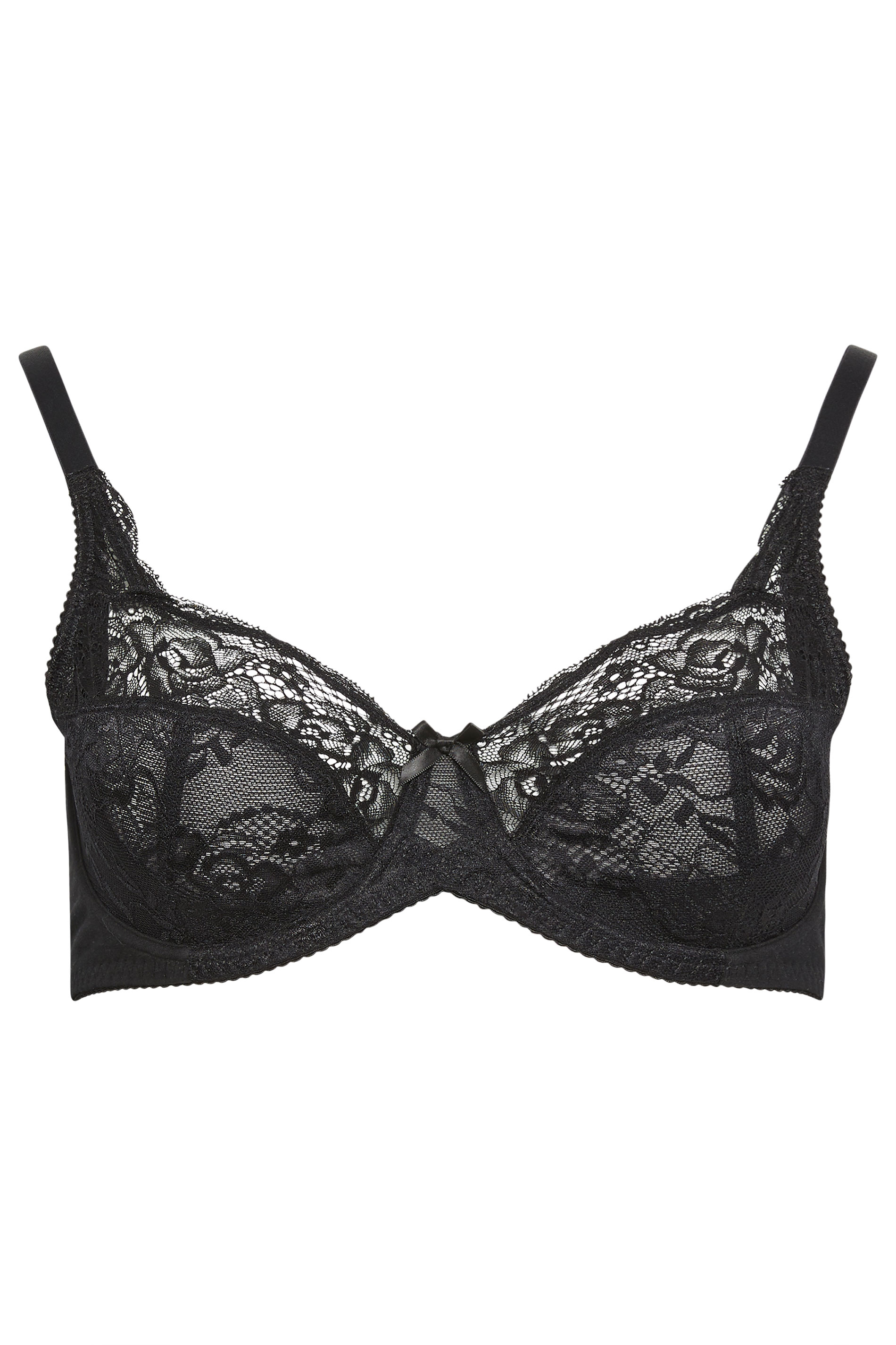 BM underwired non paded embroiderd lace black bra Size 42D #G