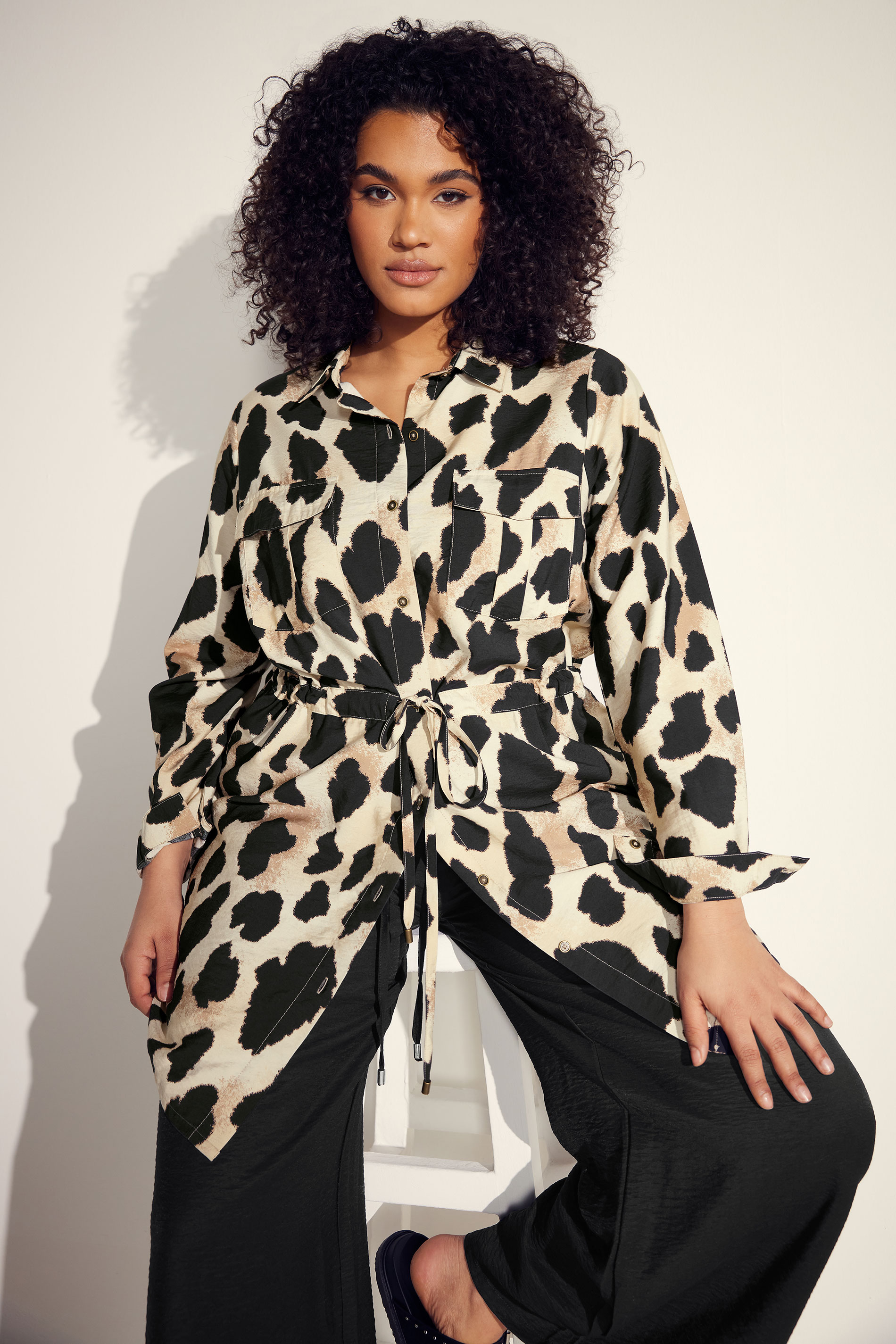 EVANS Plus Size Natural Brown Leopard Print Shirt | Evans 3