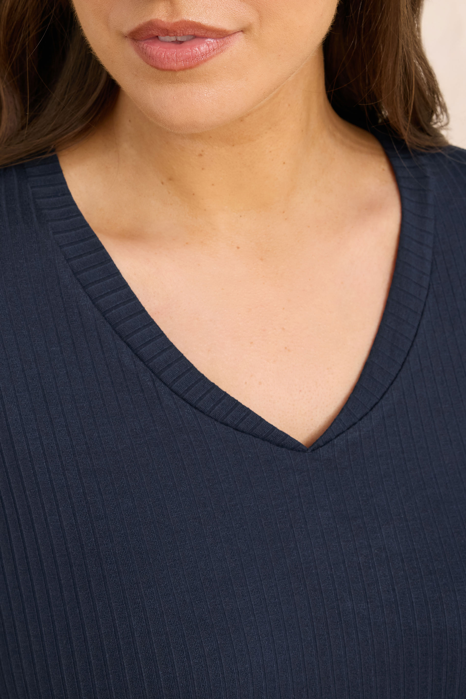 EVANS Plus Size Navy Blue Premium Ribbed Modal Blend Swing Top 4