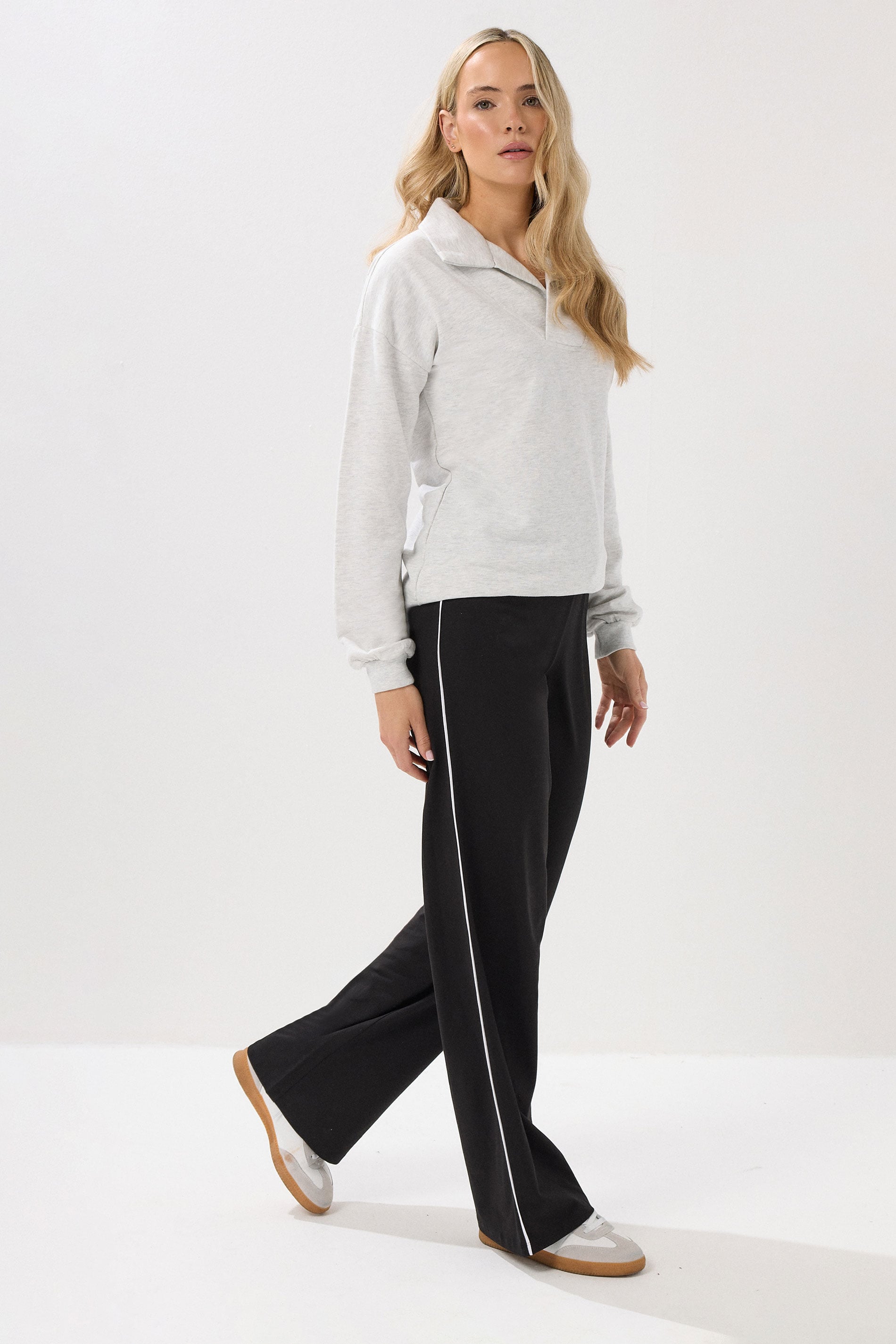 LTS Tall Black Striped Wide Leg Leggings | Long Tall Sally 2