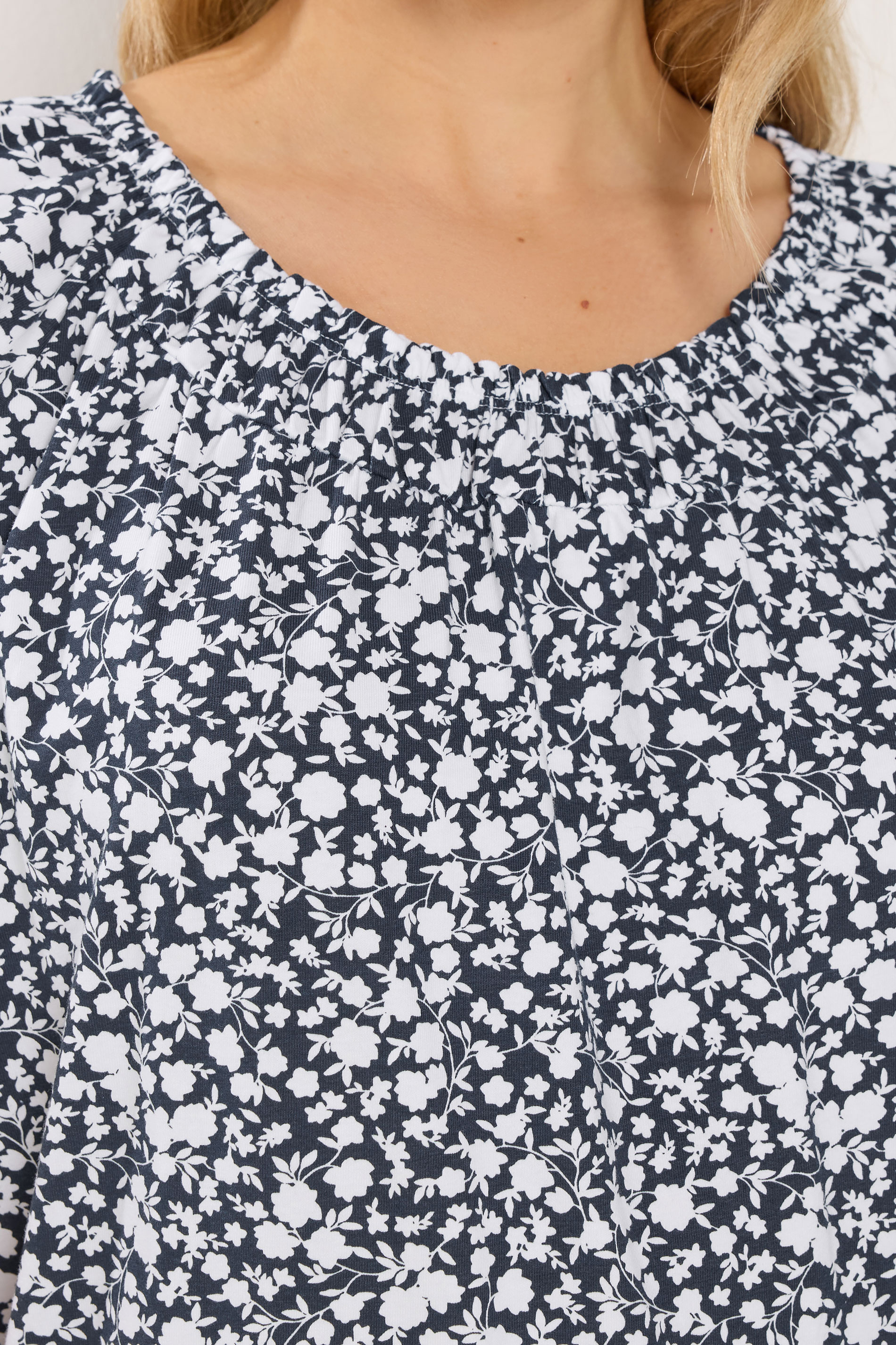 LTS Tall Women's Navy Blue Paisley Bubble Hem T-Shirt | Long Tall Sally 5