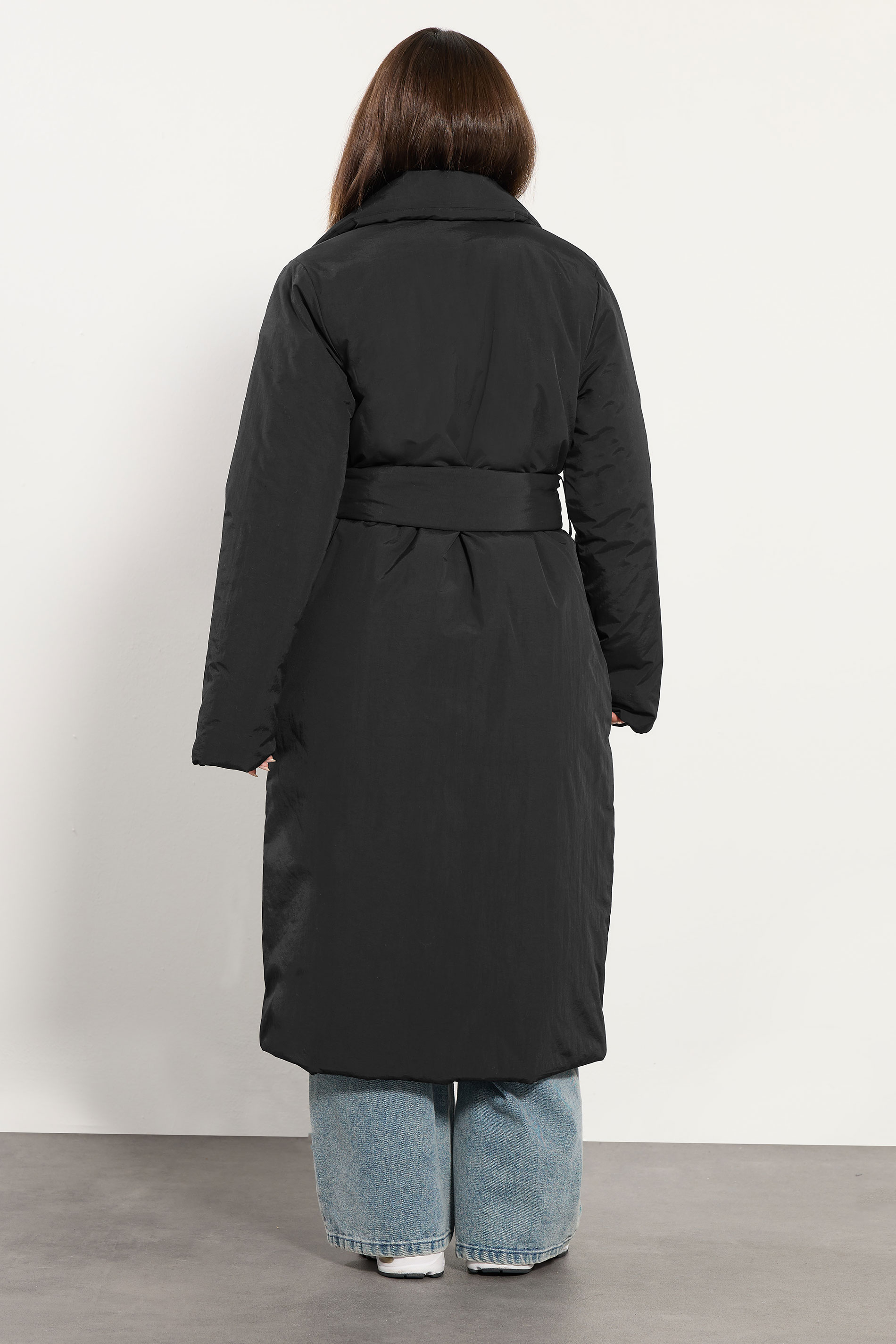PixieGirl Petite Women's Black Belted Padded Midi Coat | PixieGirl 2