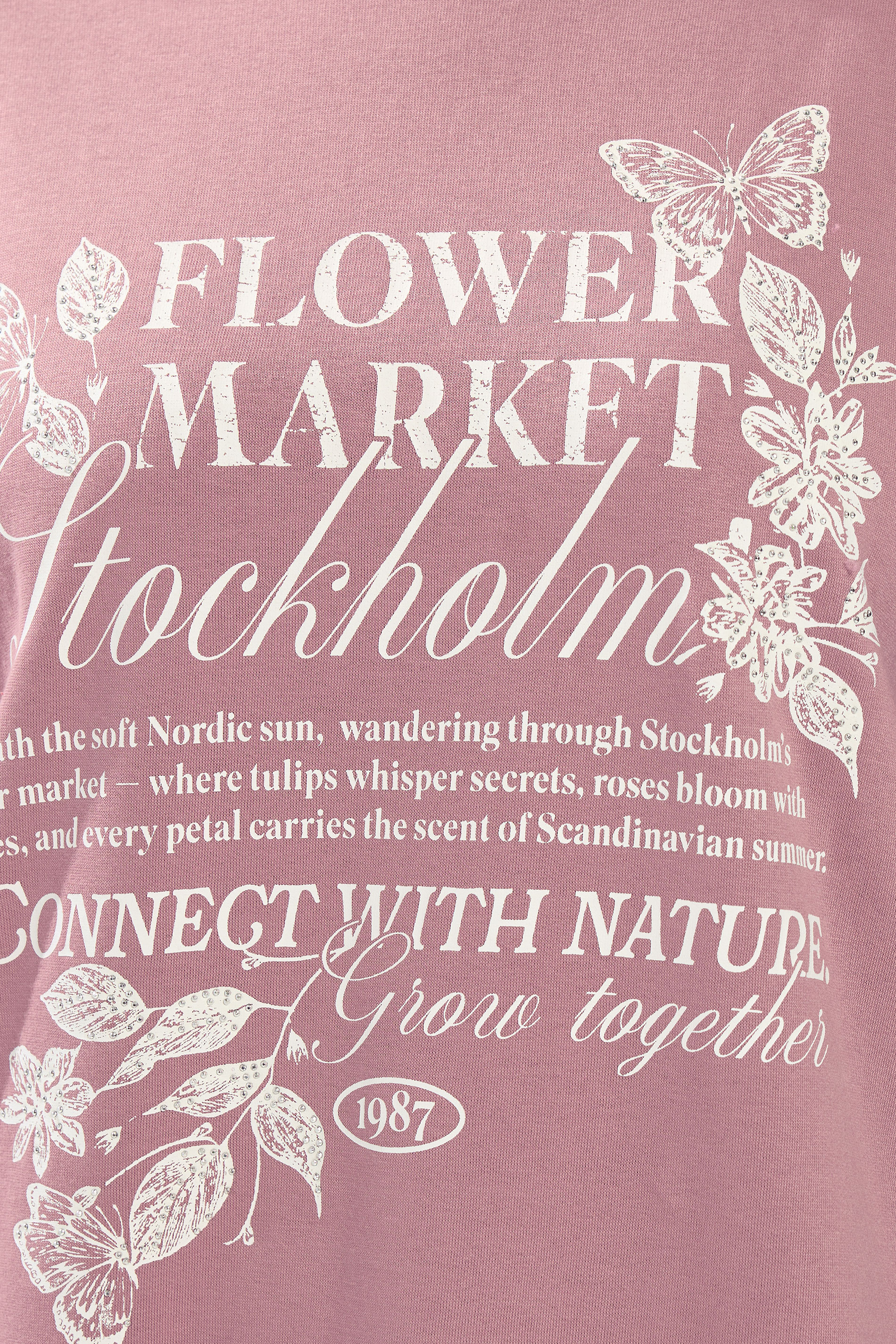 YOURS Plus Size Pink 'Stockholm' Butterfly Embellished Sweatshirt | Yours Clothing 4