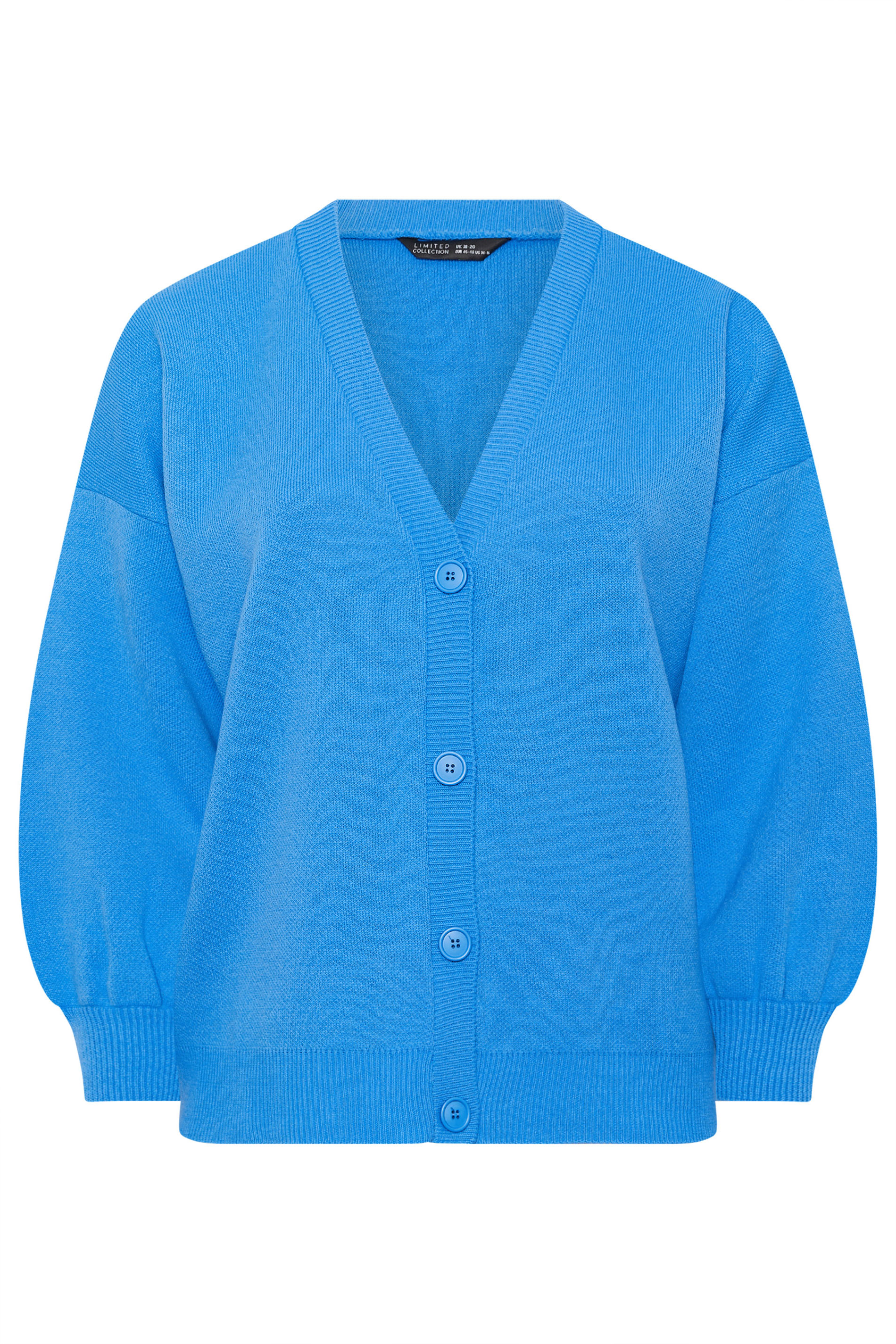 LIMITED COLLECTION Plus Size Blue Balloon Sleeve Knitted Cardigan | Yours Clothing 6