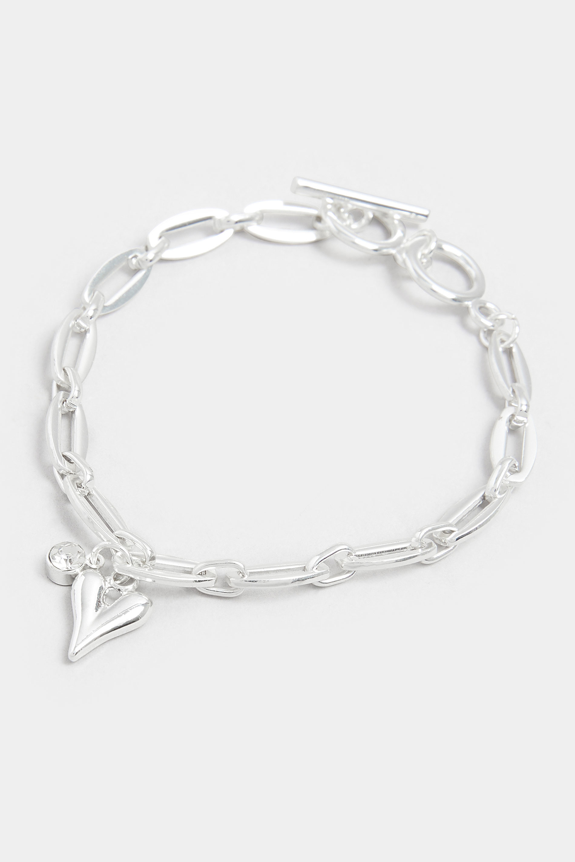Silver Tone Heart Polished Charm Bracelet | Yours Clothing 3