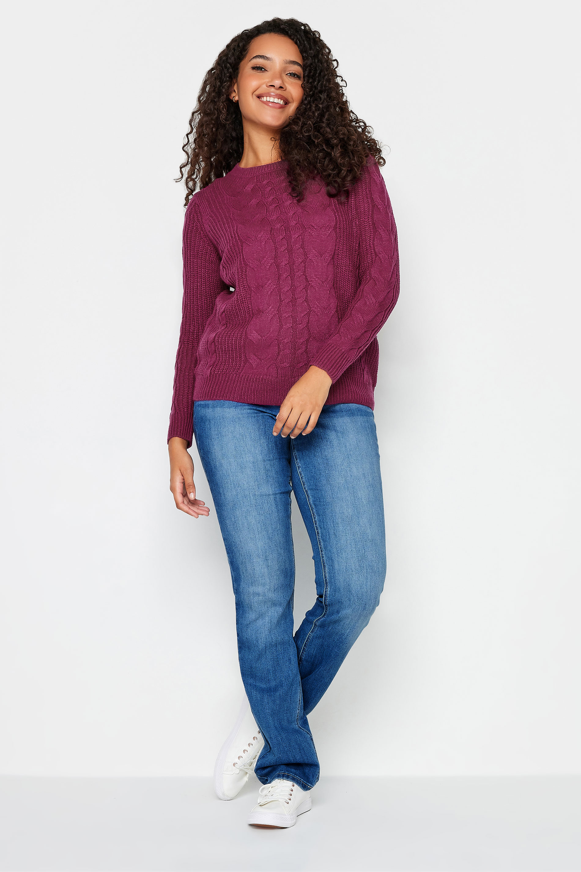 M&Co Dark Pink Cable Knit Jumper | M&Co 2