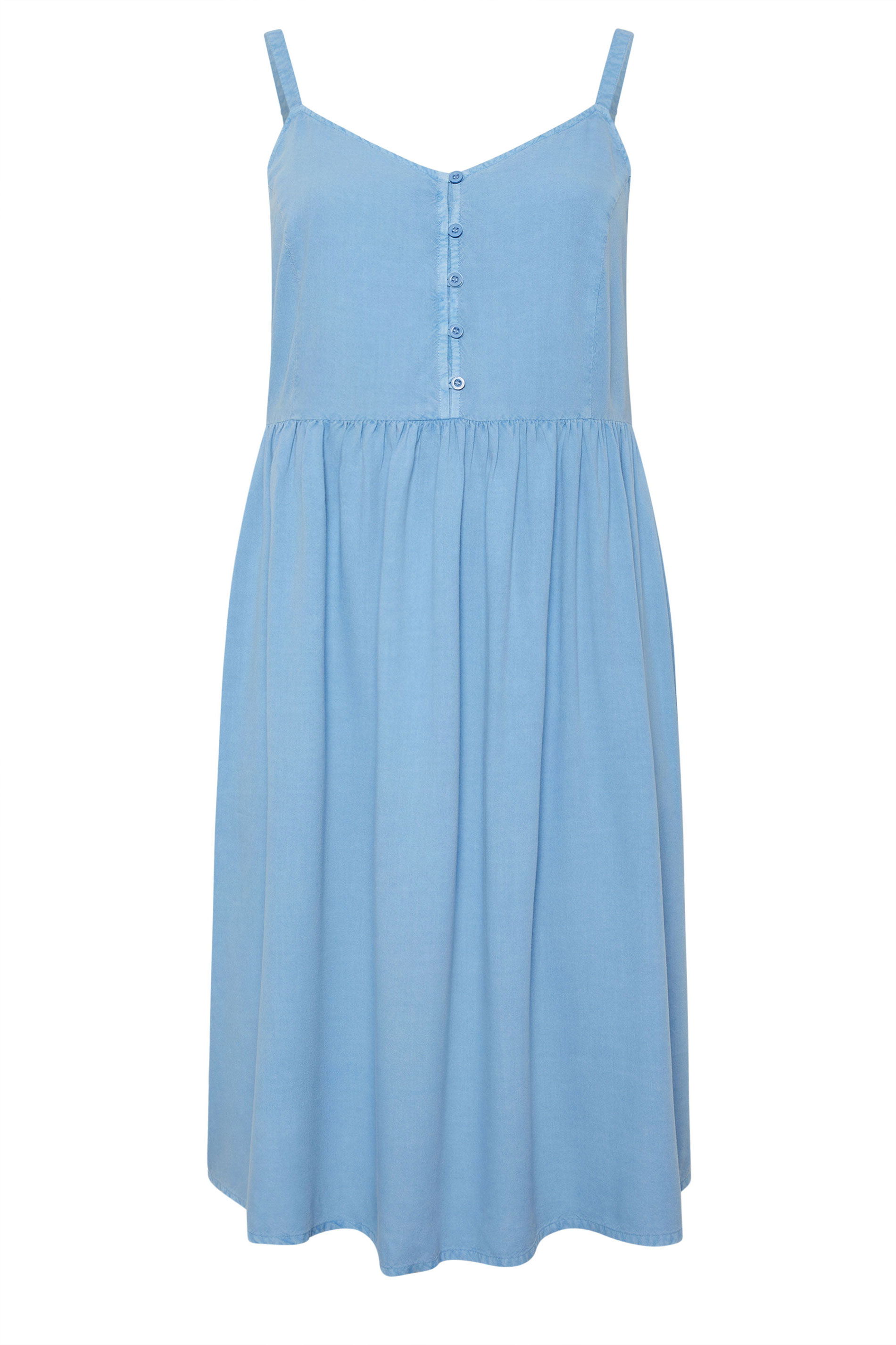 YOURS Plus Size Blue Chambray Strappy Midi Sundress | Yours Clothing 5