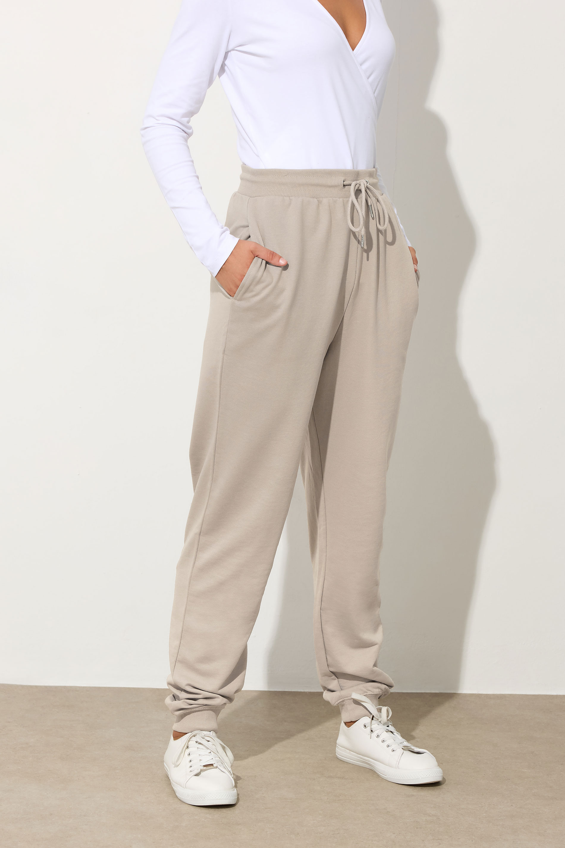 LTS Tall Stone Brown Cuffed Drawstring Joggers | Long Tall Sally  2