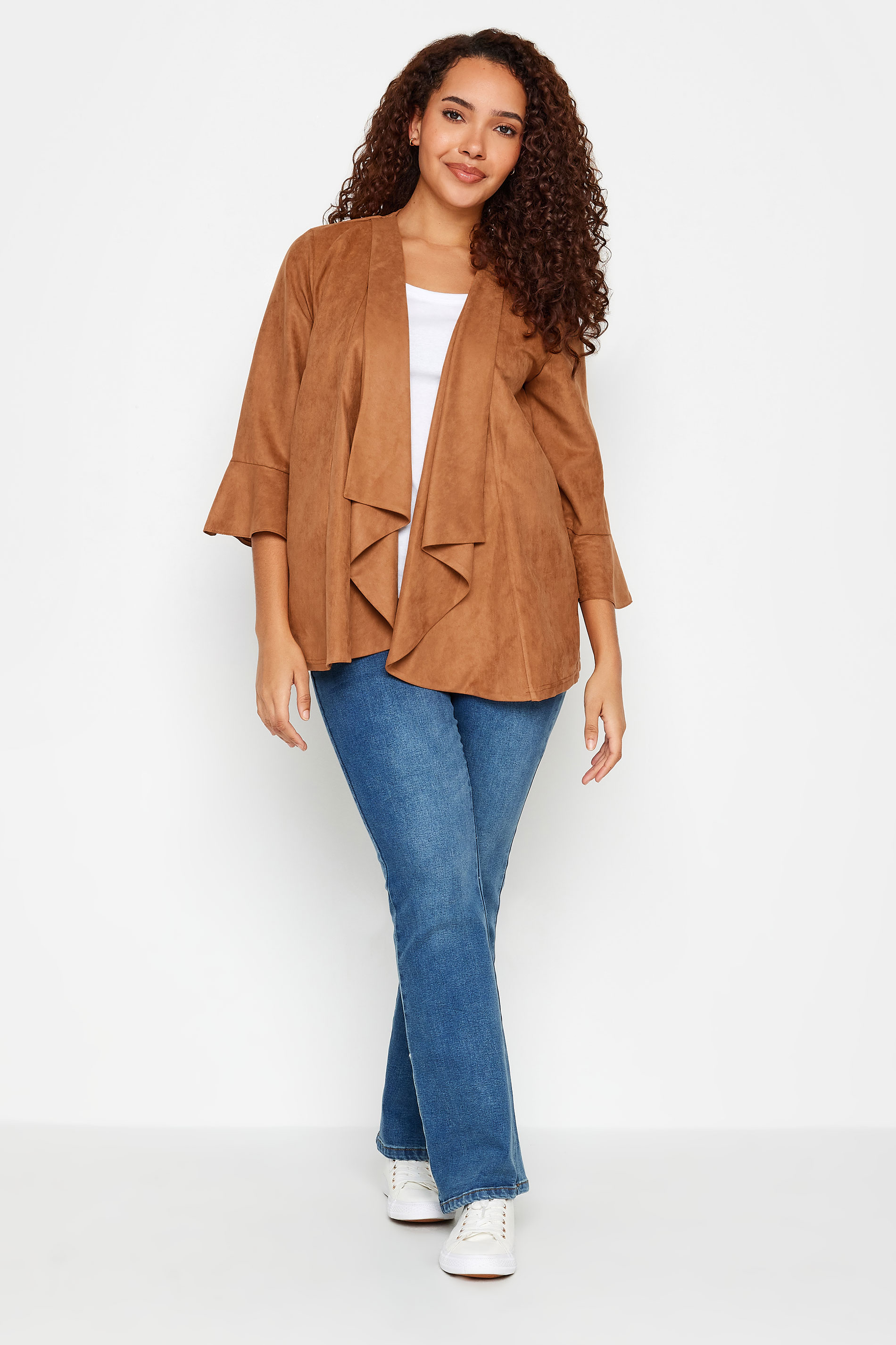 M&Co Tan Brown Suedette Waterfall Jacket | M&Co 2