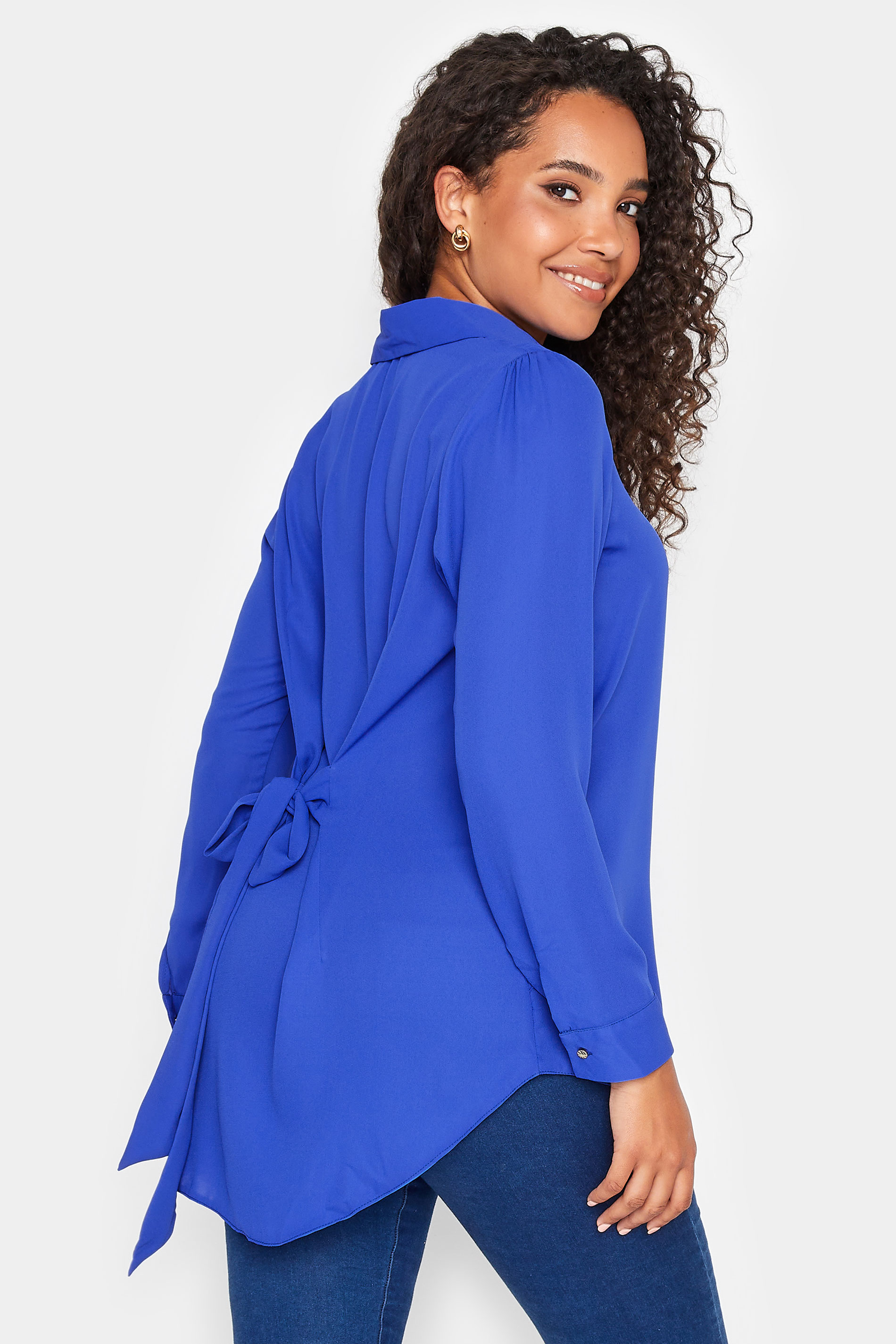 M&Co Cobalt Blue Button Through Tunic Shirt | M&Co 3
