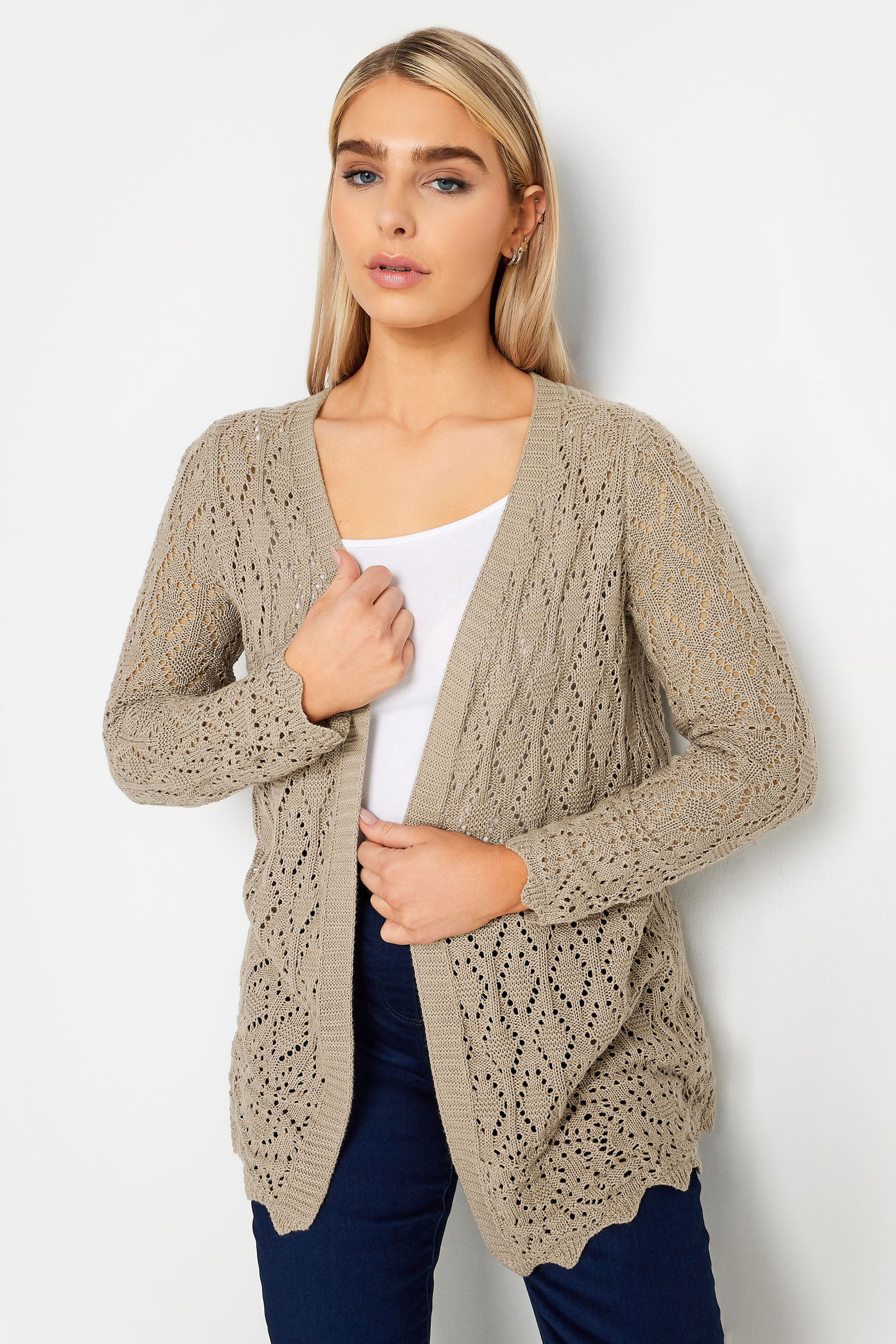 M&Co Neutral Brown Crochet Cardigan | M&Co 1