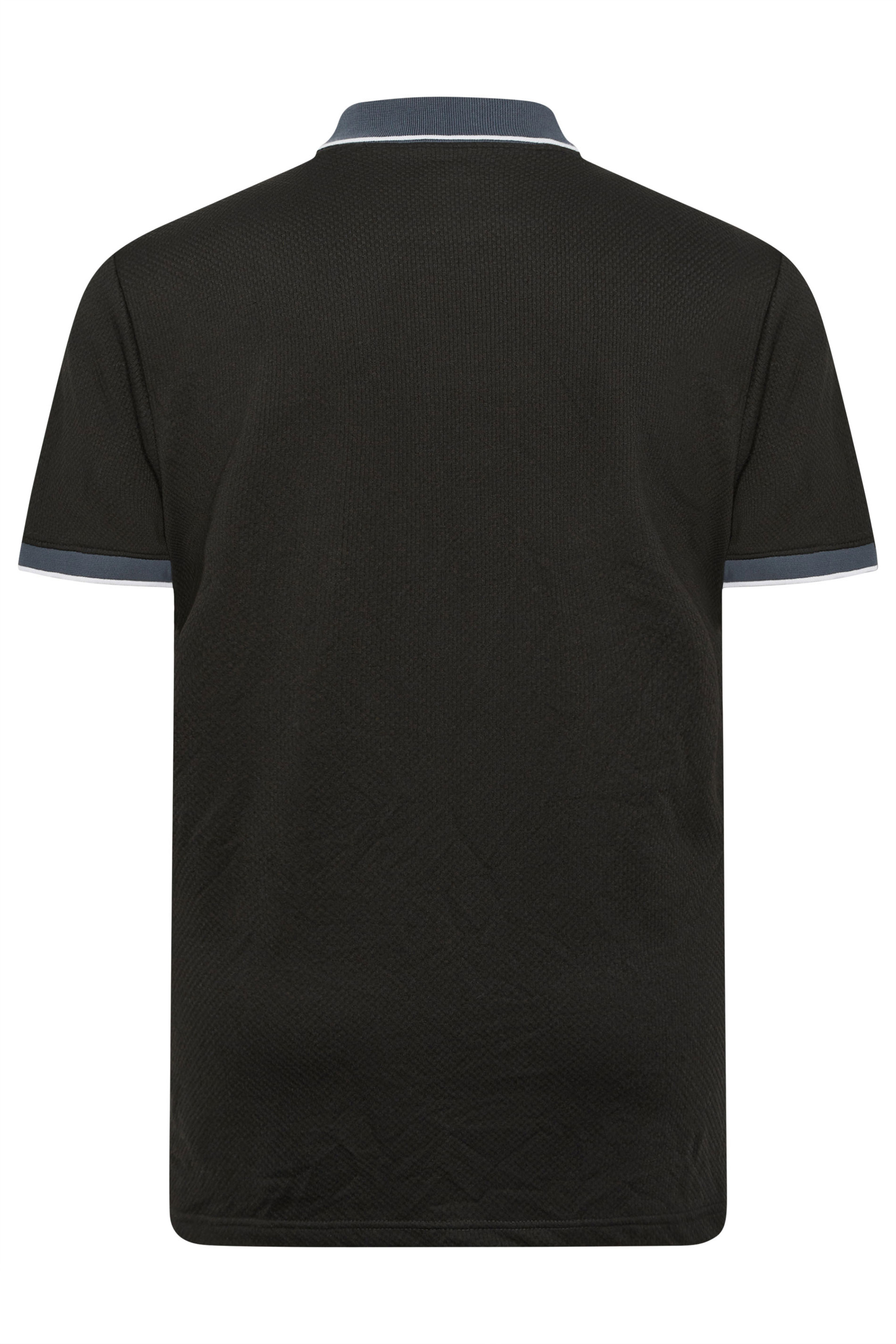 BadRhino Big & Tall Navy Blue Waffle Texture Zip Polo Shirt | BadRhino 7