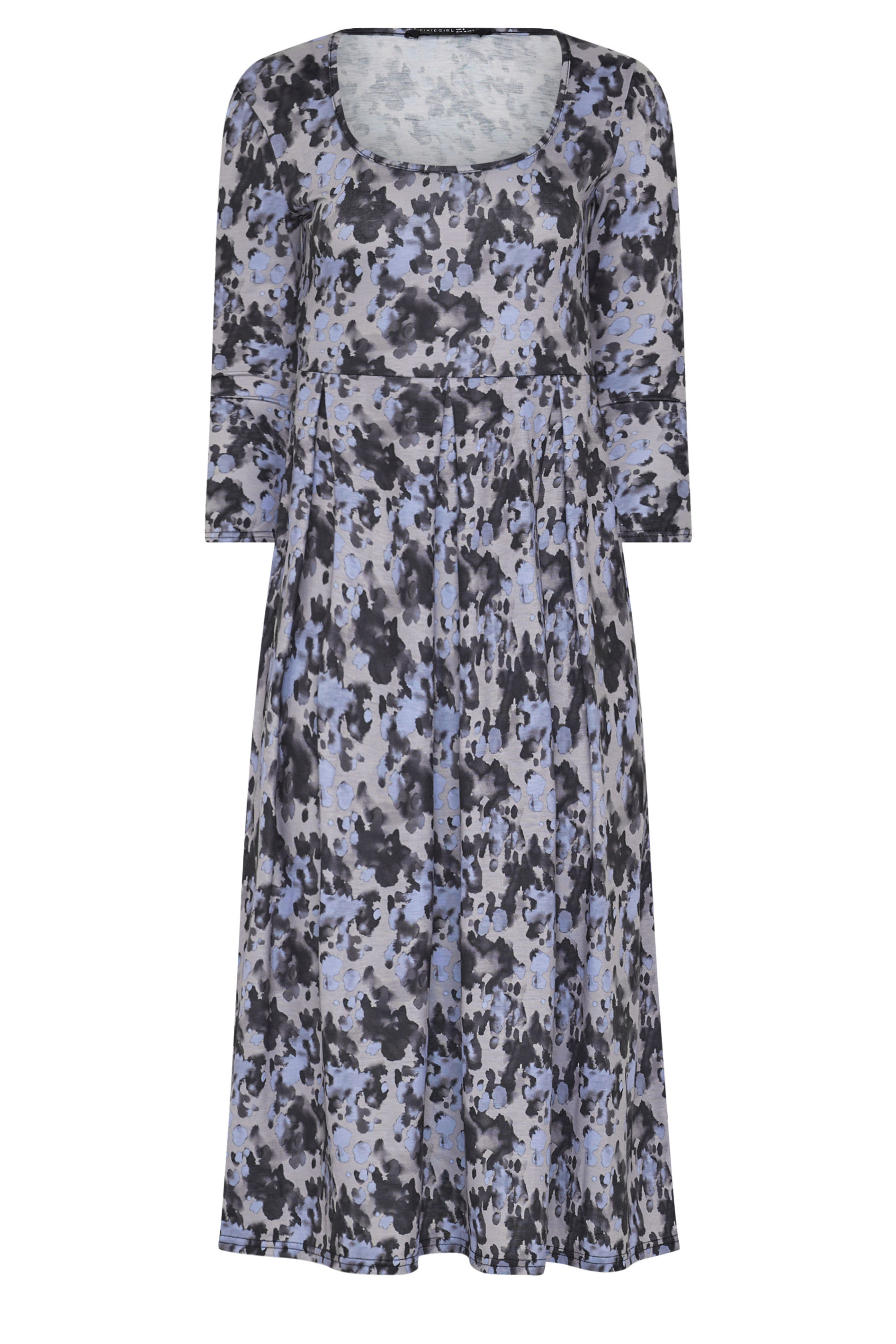PixieGirl Petite Women's Grey Abstract Midi Dress | PixieGirl 5