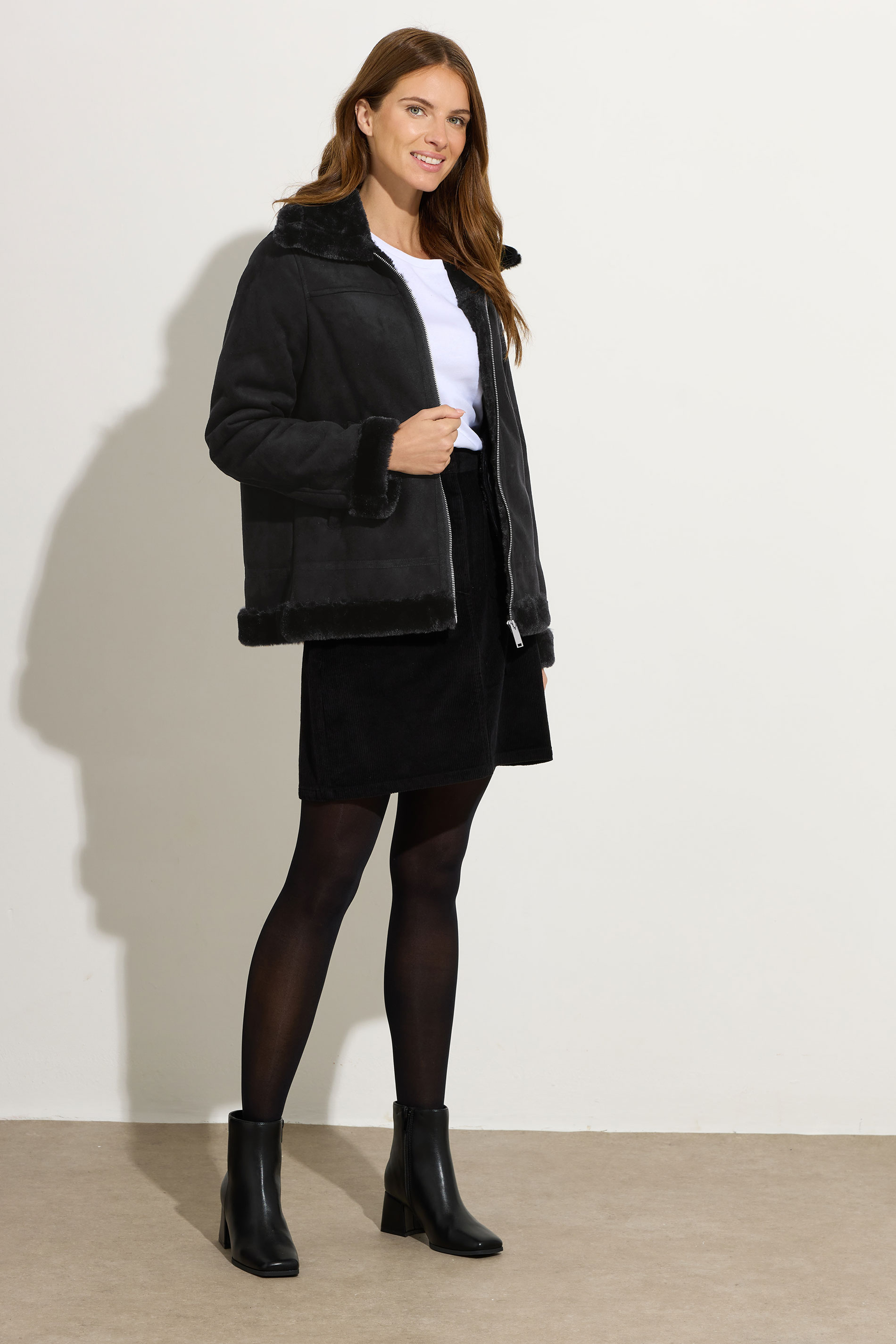 M&Co Black Faux Suede Aviator Jacket  4