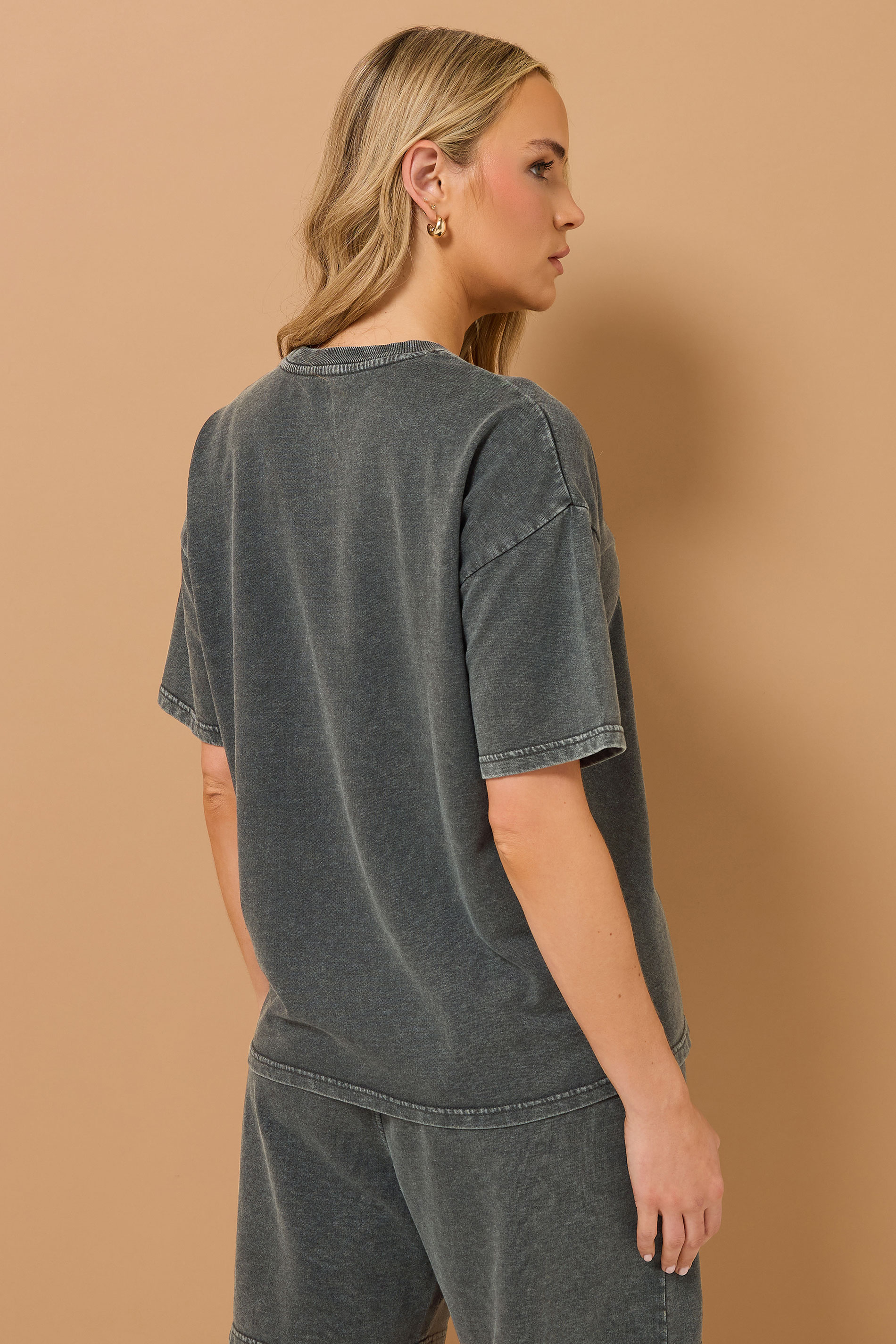 LTS Tall Grey Acid Wash Short Sleeve Sweat T-Shirt | Long Tall Sally 2