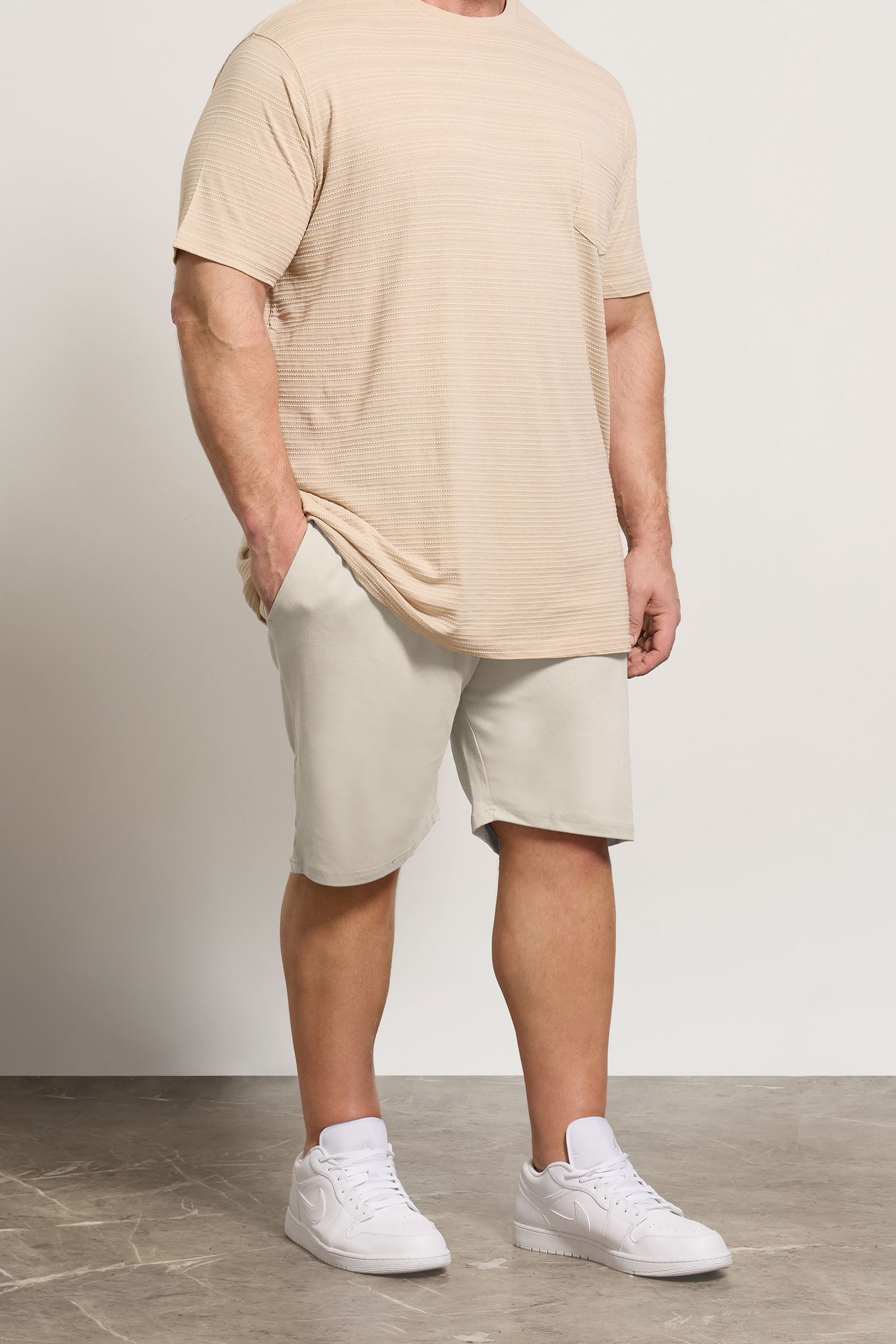 D555 Big & Tall Stone Brown Elasticated Waist Shorts | BadRhino 3