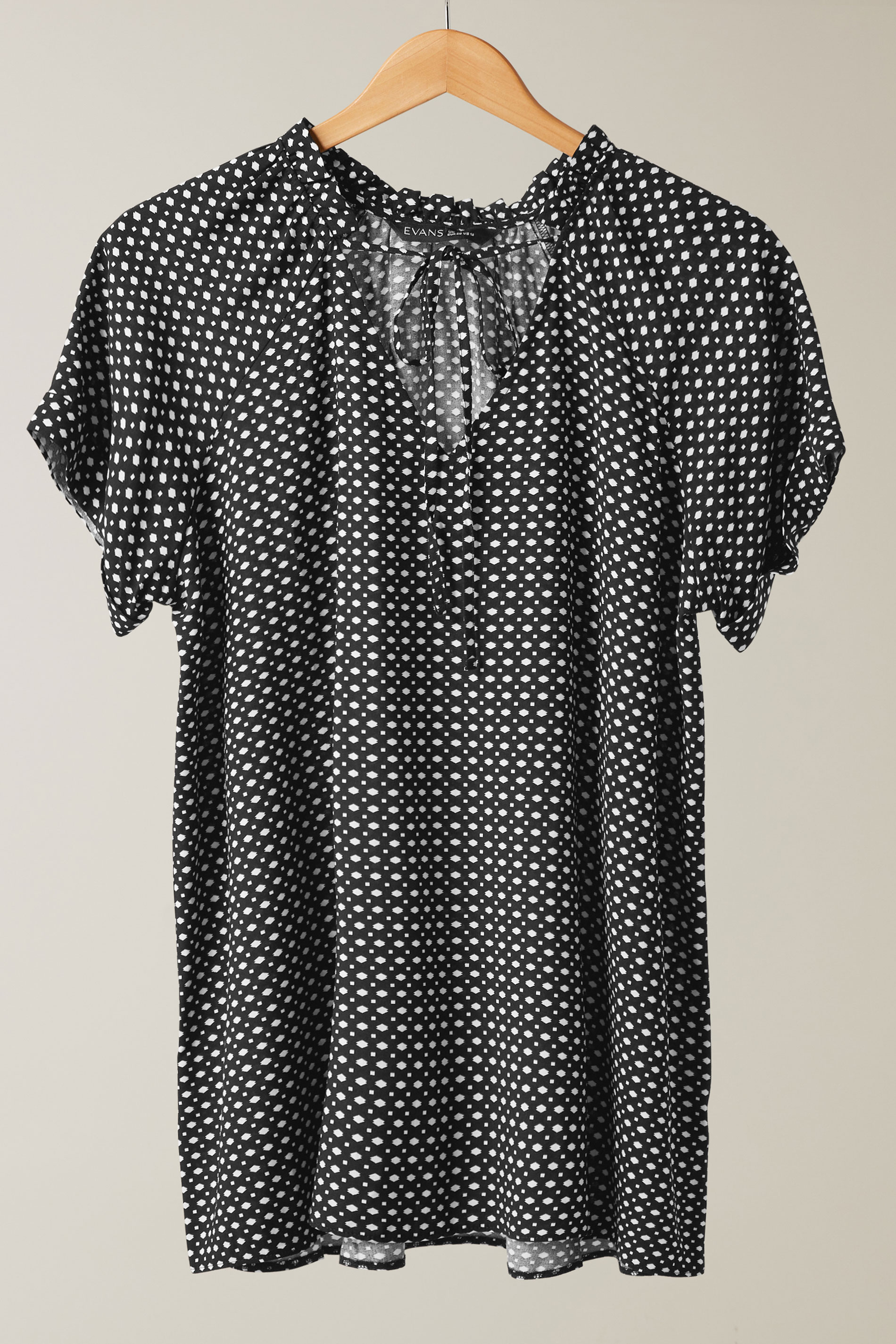 EVANS Plus Size Black Dot Print Tie Neck Blouse | Evans 5