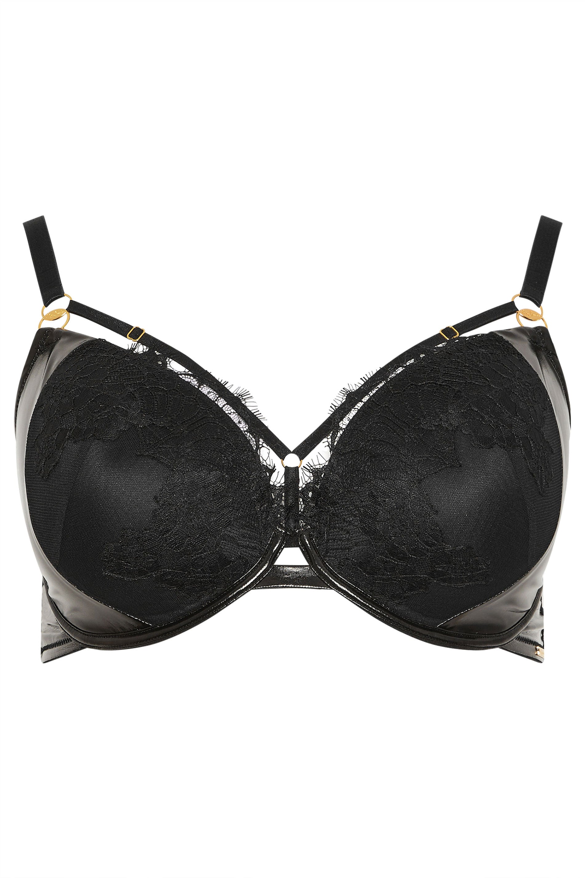 YOURS Plus Size Black Padded Lace Plunge Bra | Yours Clothing  5