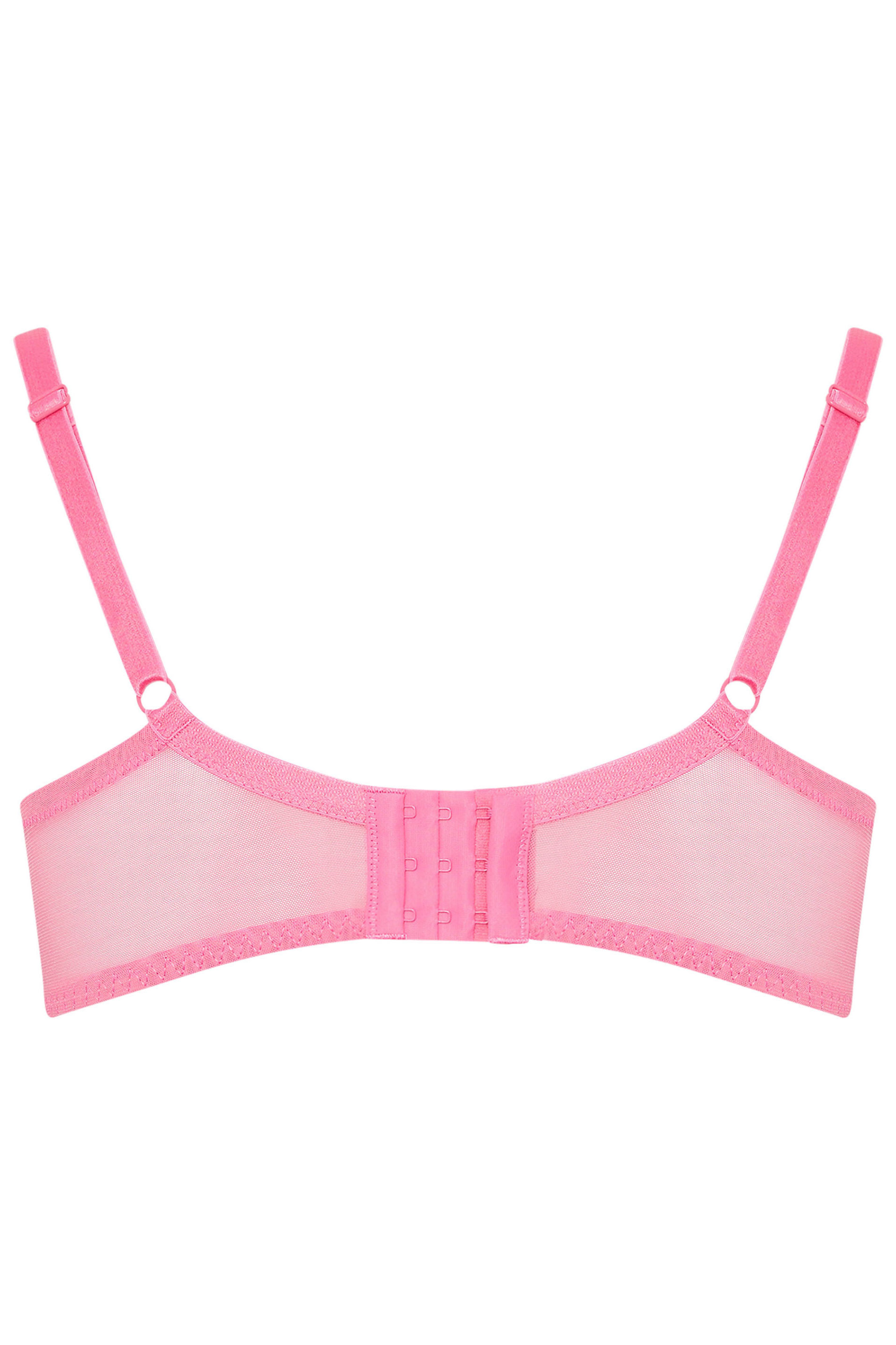 YOURS Plus Size Pink Floral Embroidered Underwired Bra | Yours Clothing 7