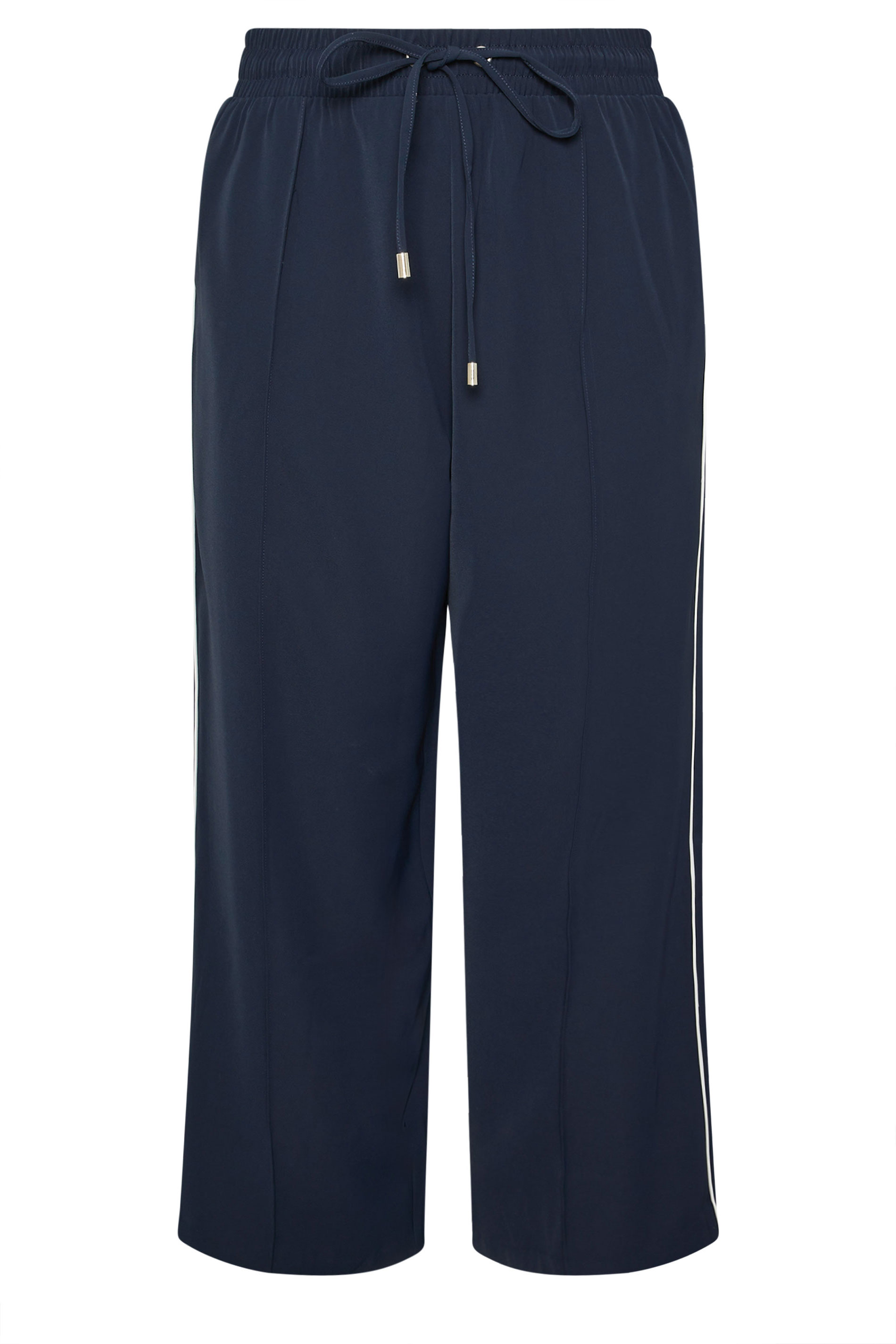 YOURS Plus Size Navy Blue Side Stripe Wide Leg Trousers | Yours Clothing 6