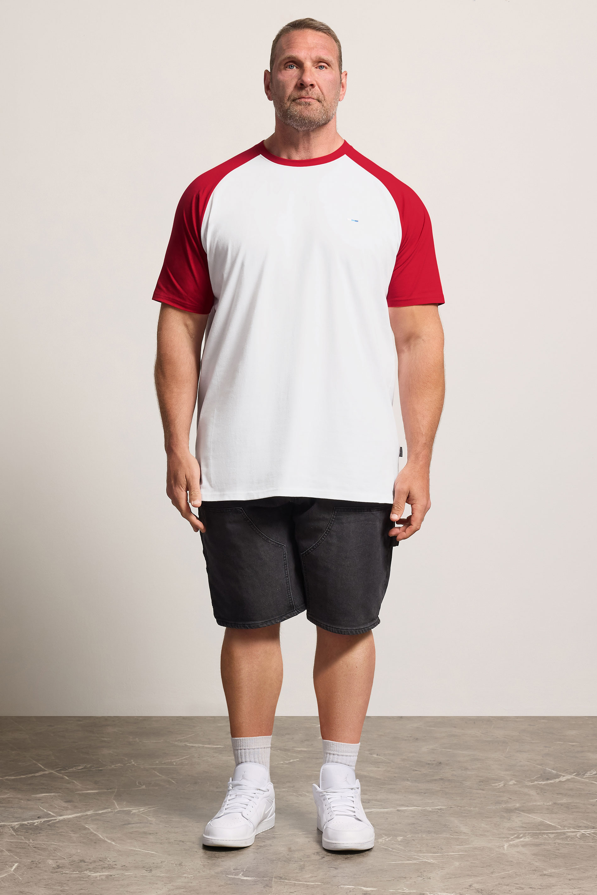 BadRhino Big & Tall Red & White Extra Long Raglan T-Shirt | BadRhino 1