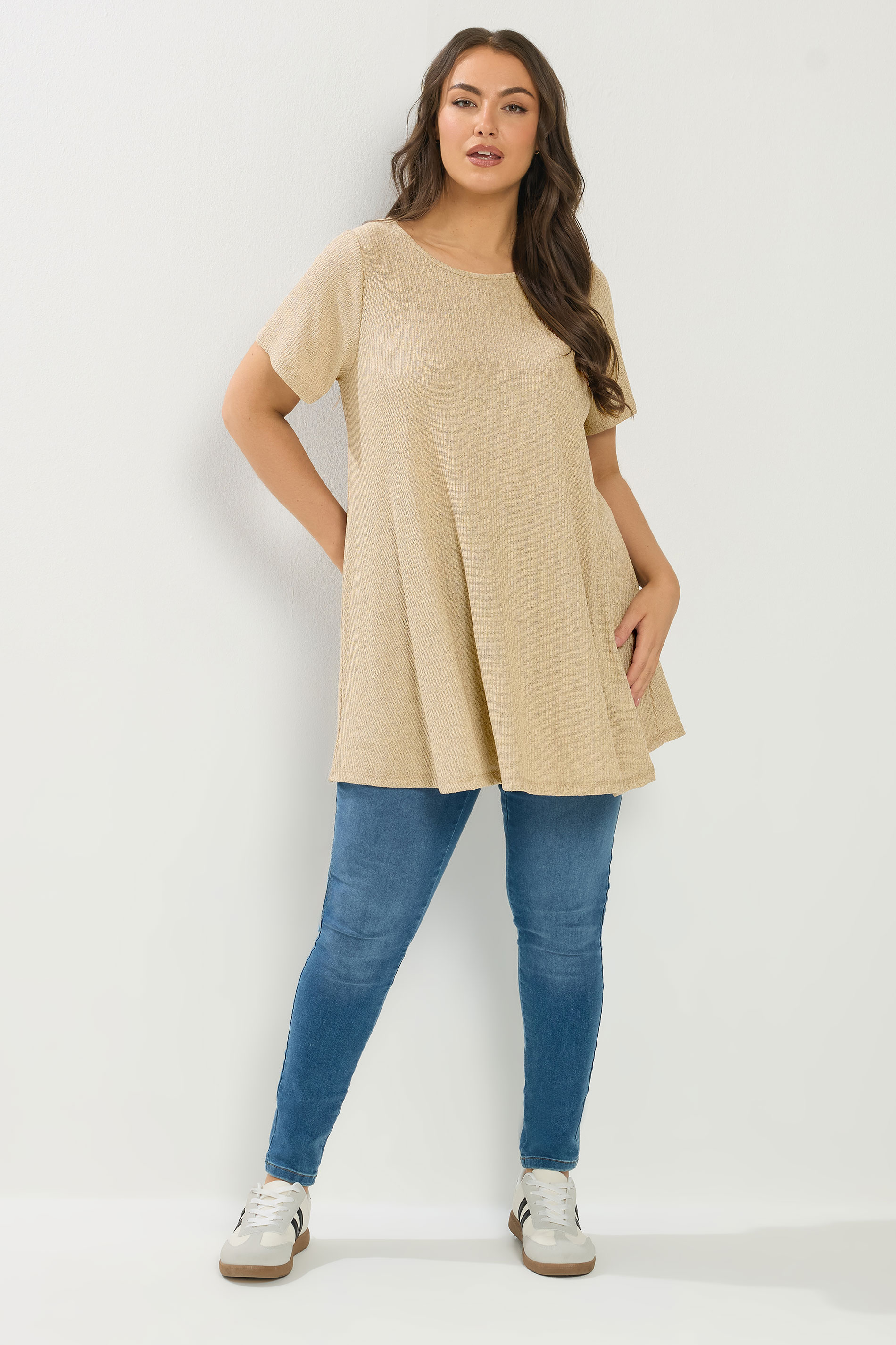 YOURS Plus Size Light Blue Ribbed Soft Touch T-Shirt | Yours Clothing 1