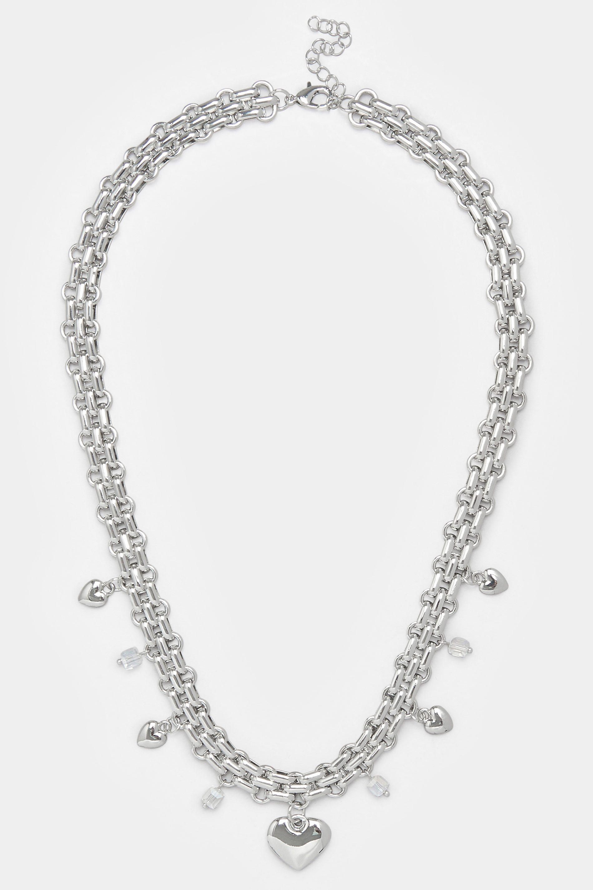 Silver Tone Chain Heart Necklace | Yours Clothing 3