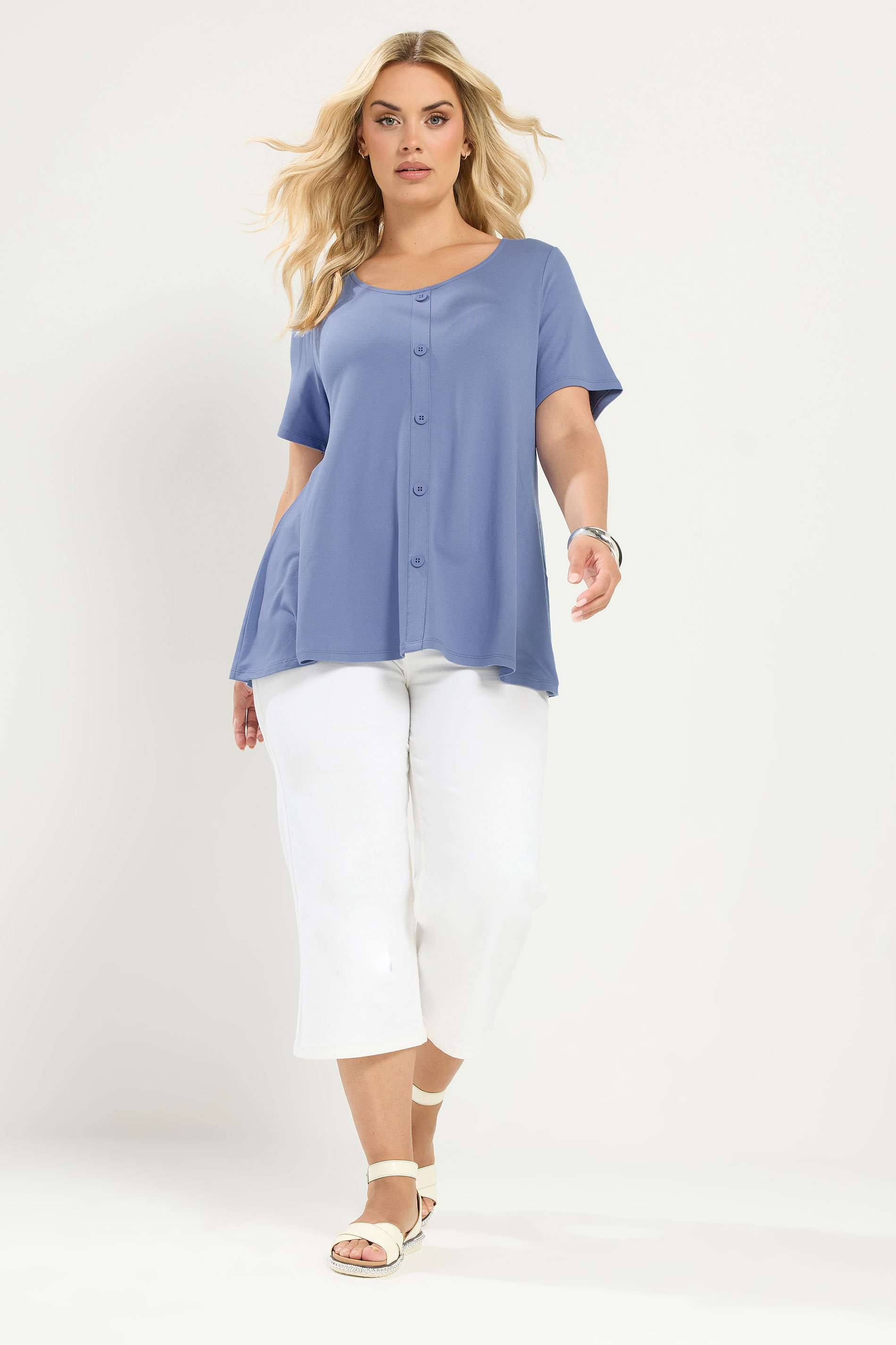 YOURS Plus Size Blue Soft Touch Top | Yours Clothing 1
