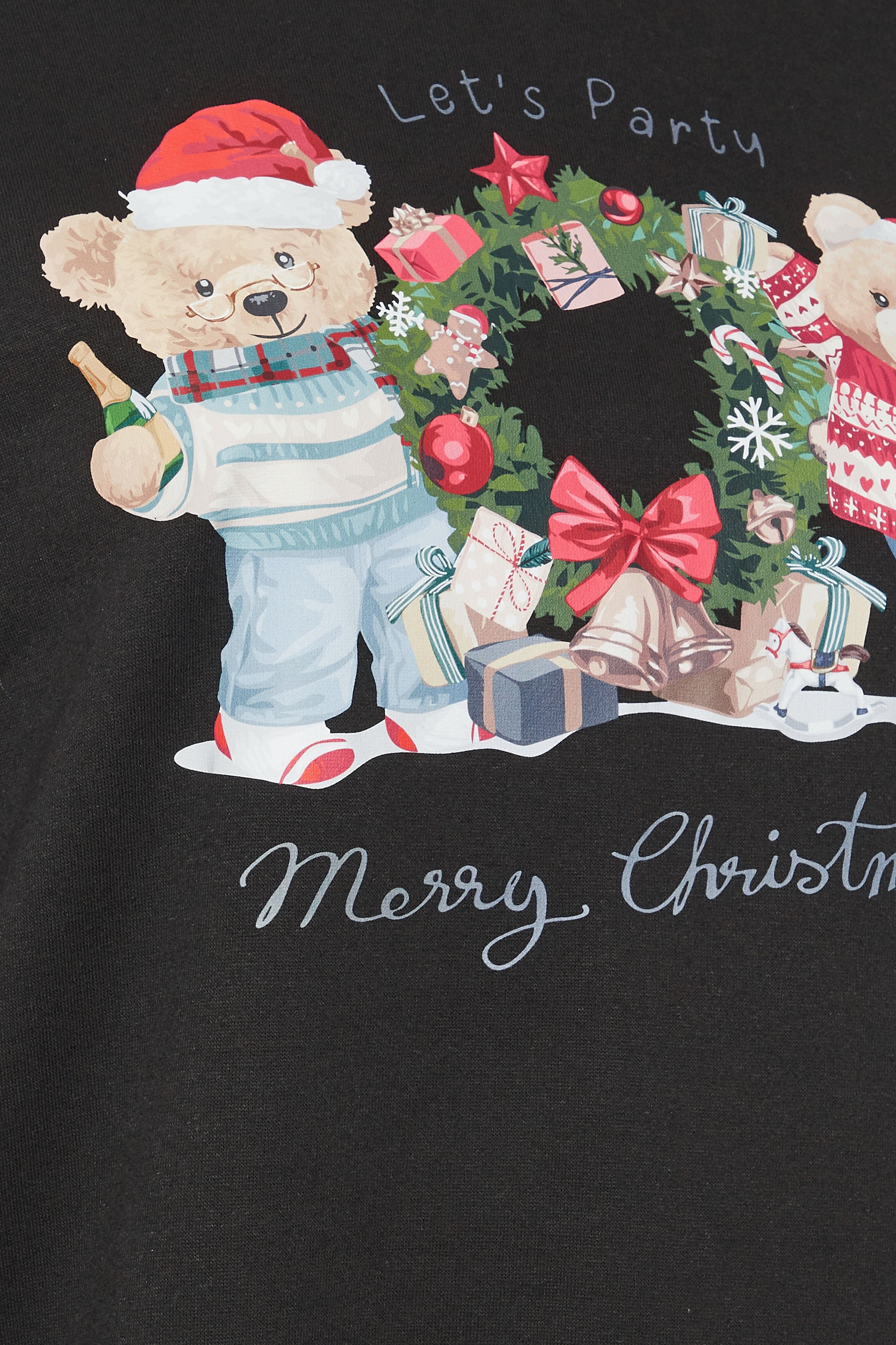 YOURS Plus Size Black Teddy Bear Christmas Print Sweatshirt | Yours Clothing 6
