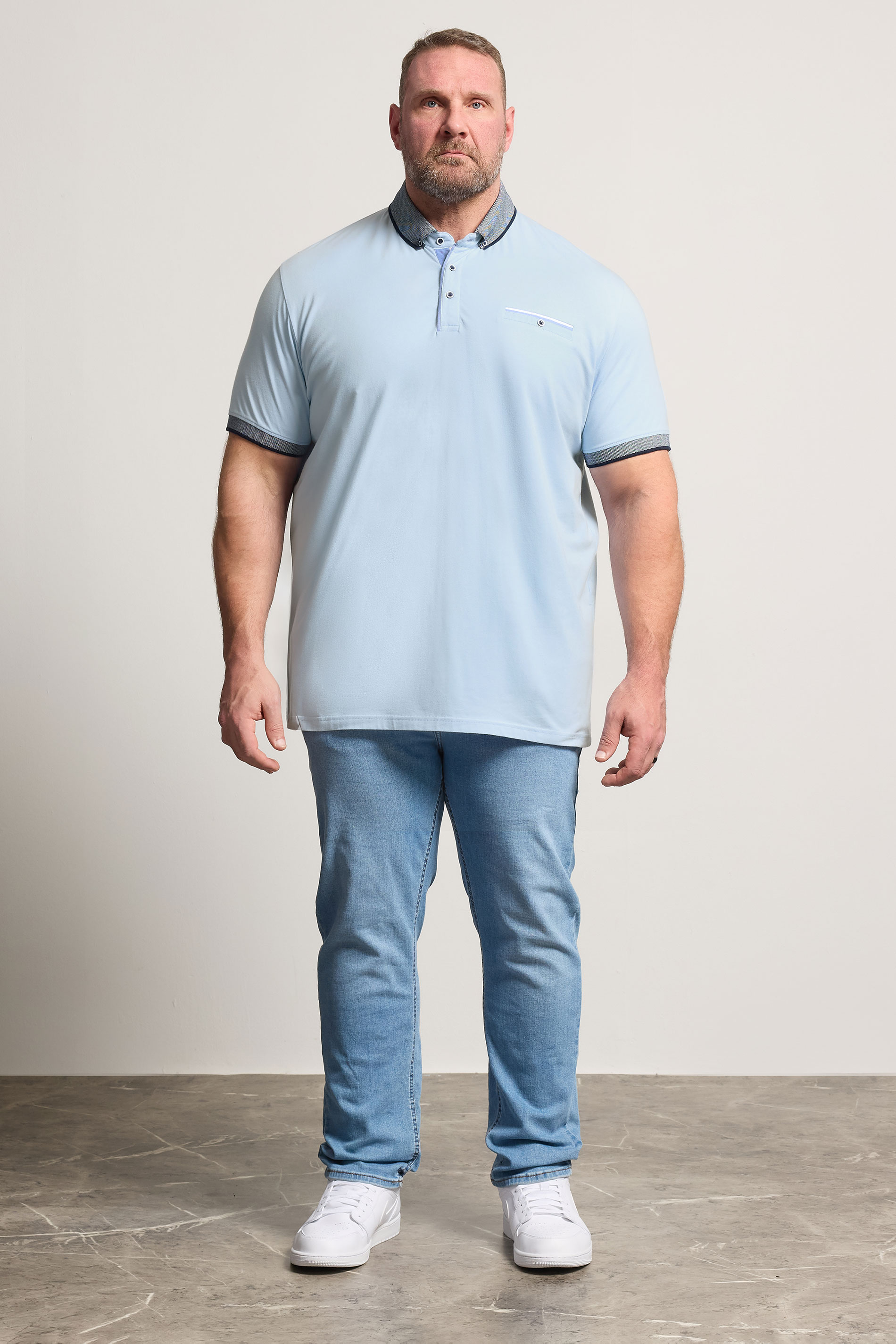BadRhino Big & Tall Blue Chambray Pocket Polo Shirt | BadRhino 4