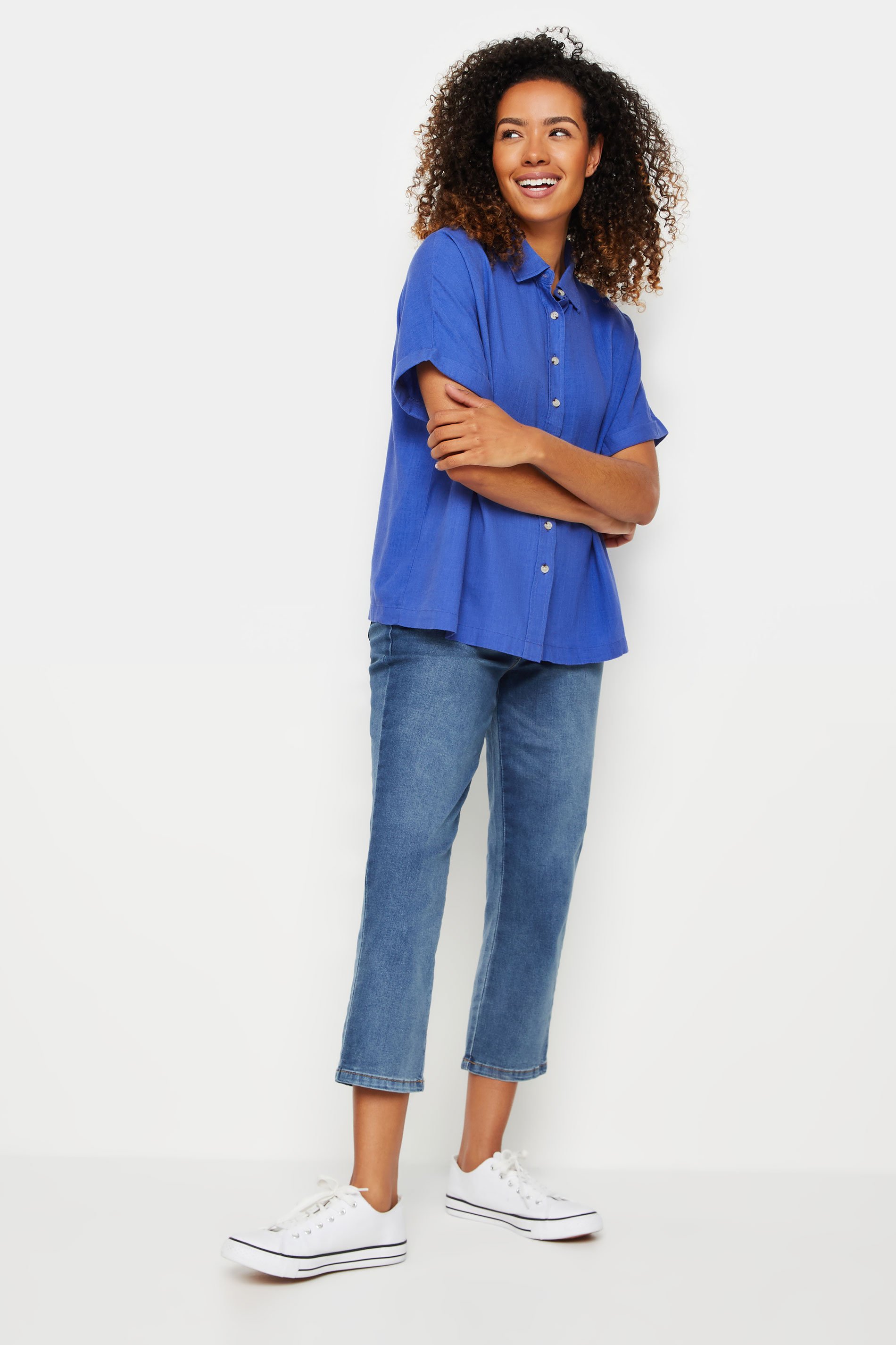 M&Co Blue Short Sleeve Linen Shirt | M&Co 2